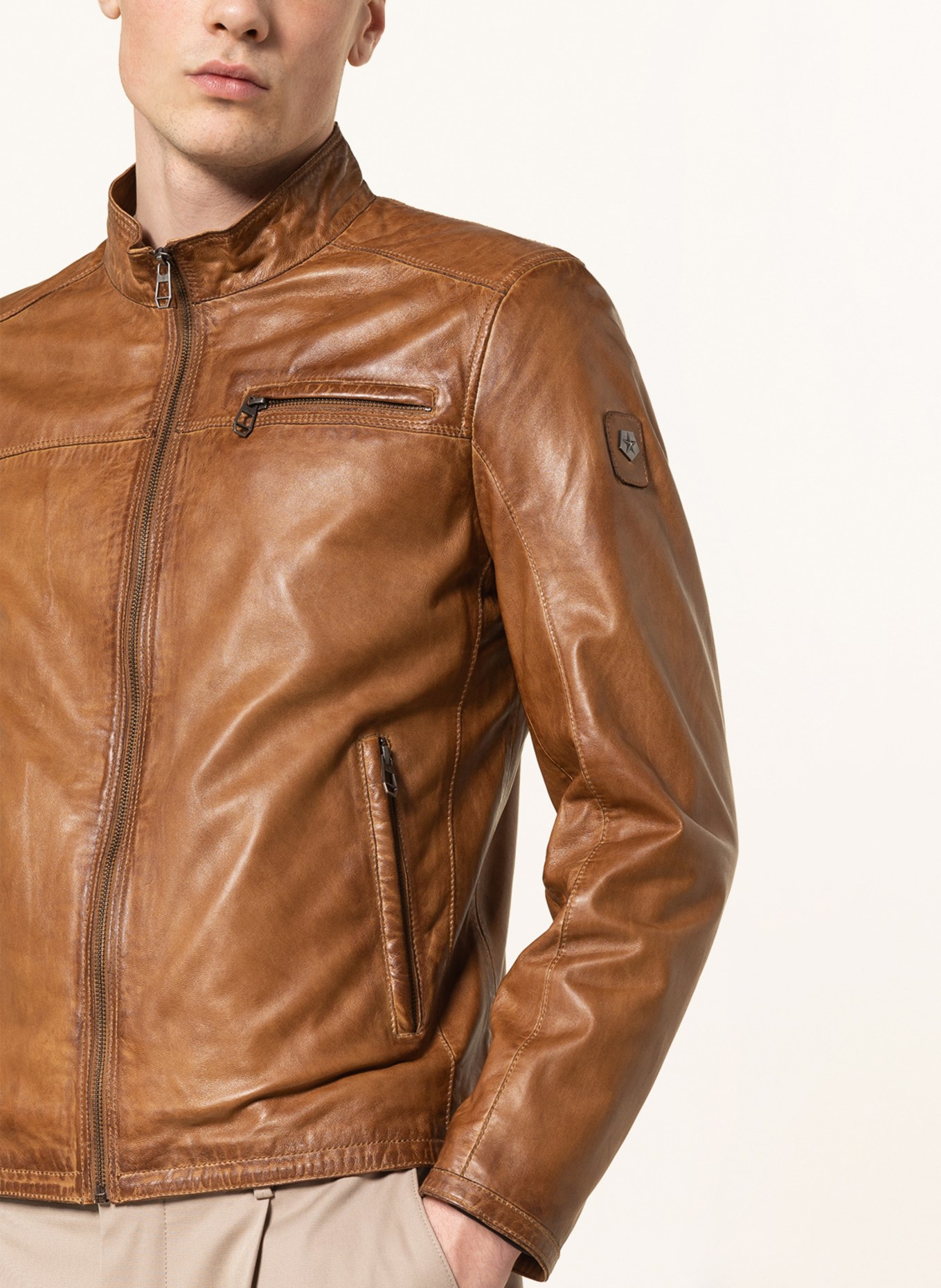 MILESTONE Leather jacket MS-MARCO, Color: COGNAC (Image 4)