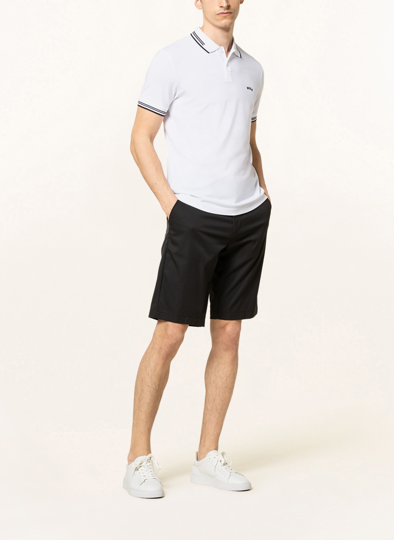 BOSS Piqué polo shirt PAUL slim fit, Color: WHITE/ BLACK (Image 2)
