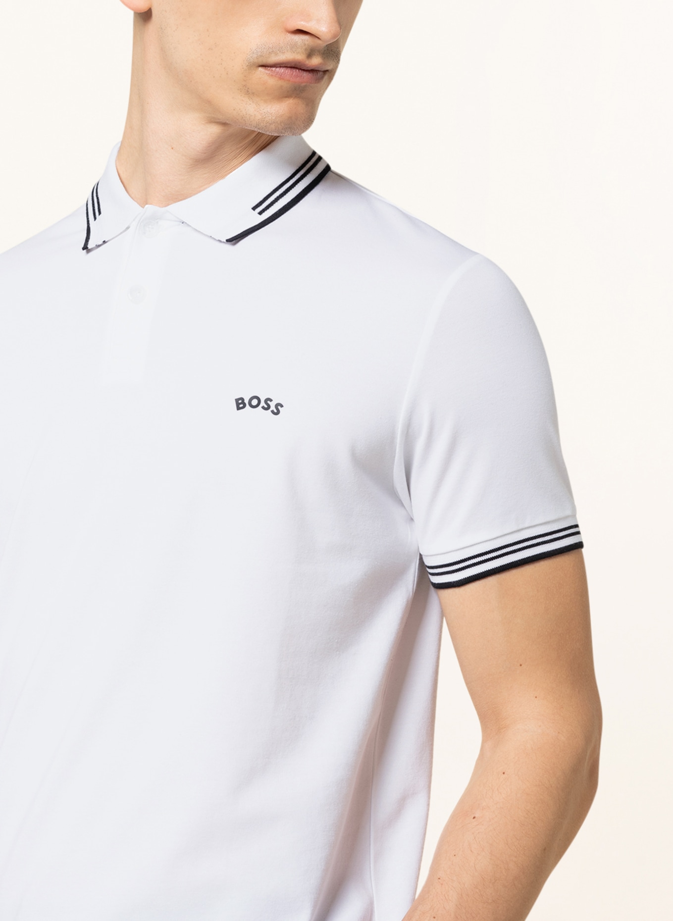 BOSS Piqué-Poloshirt PAUL Slim Fit, Farbe: WEISS/ SCHWARZ (Bild 4)