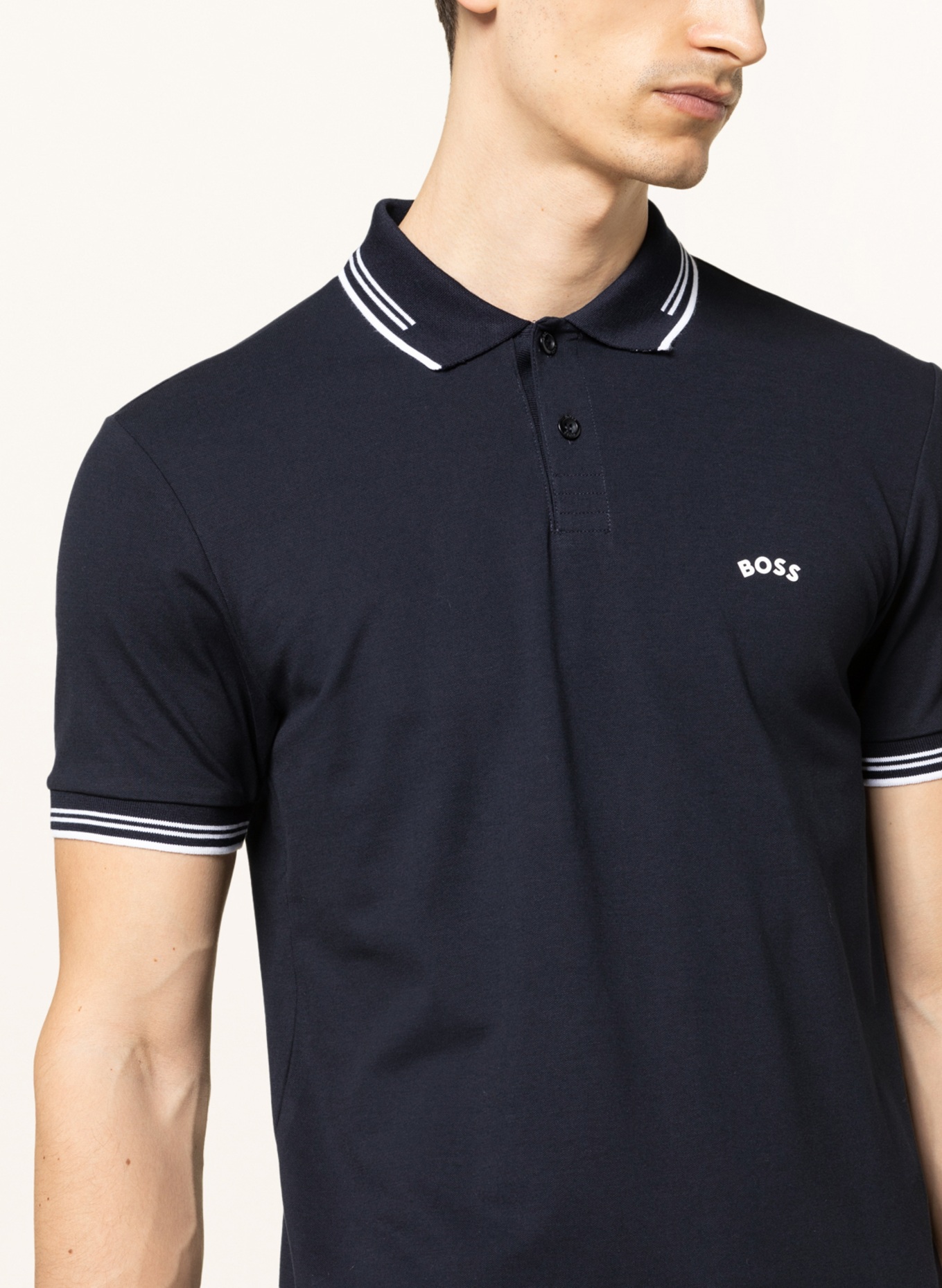 BOSS Piqué-Poloshirt PAUL Slim Fit, Farbe: DUNKELBLAU (Bild 4)