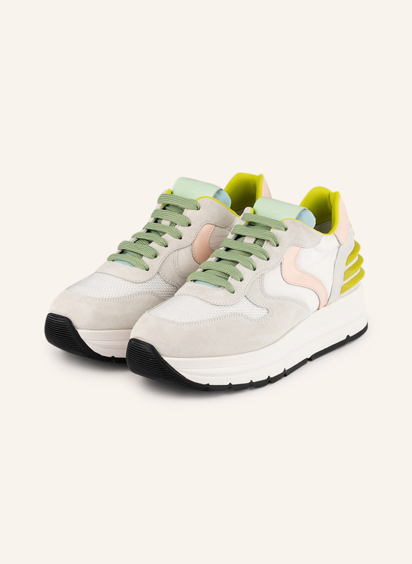 VOILE BLANCHE Sneakers MARAN POWER, Color: WHITE/ LIGHT GREEN/ ROSE (Image 1)