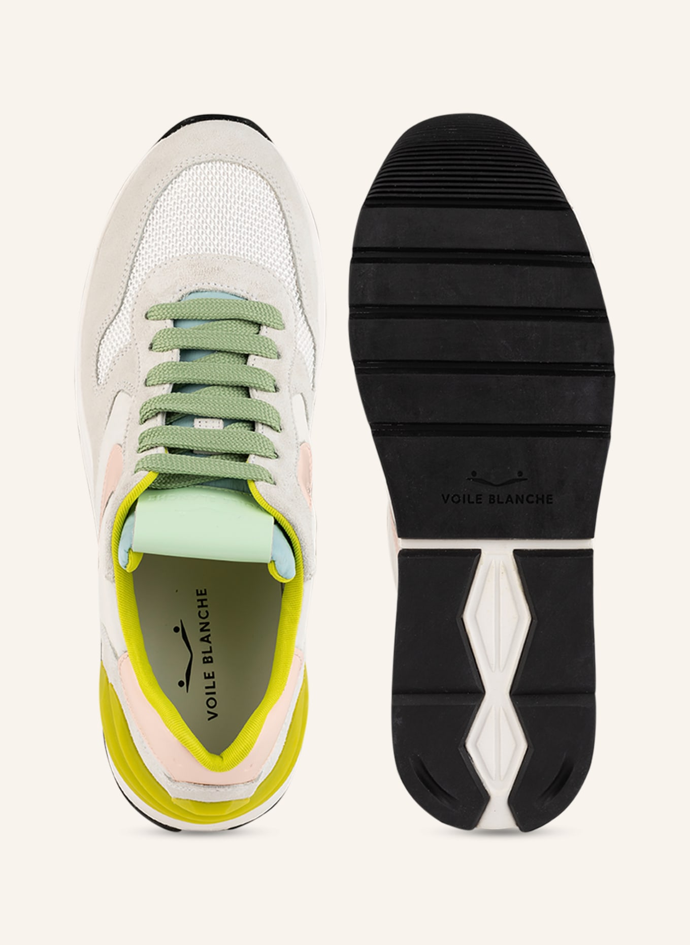 VOILE BLANCHE Sneakers MARAN POWER, Color: WHITE/ LIGHT GREEN/ ROSE (Image 5)