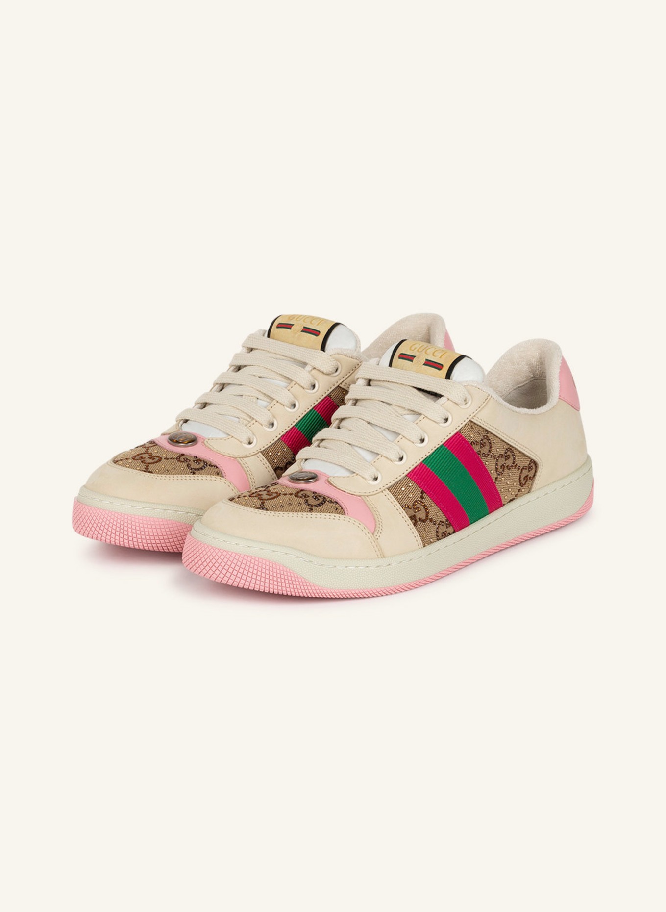 GUCCI Sneakers SCREENER with decorative gem trim, Color: 2587 CAM-EBO/W.R/B.P-N.S- (Image 1)