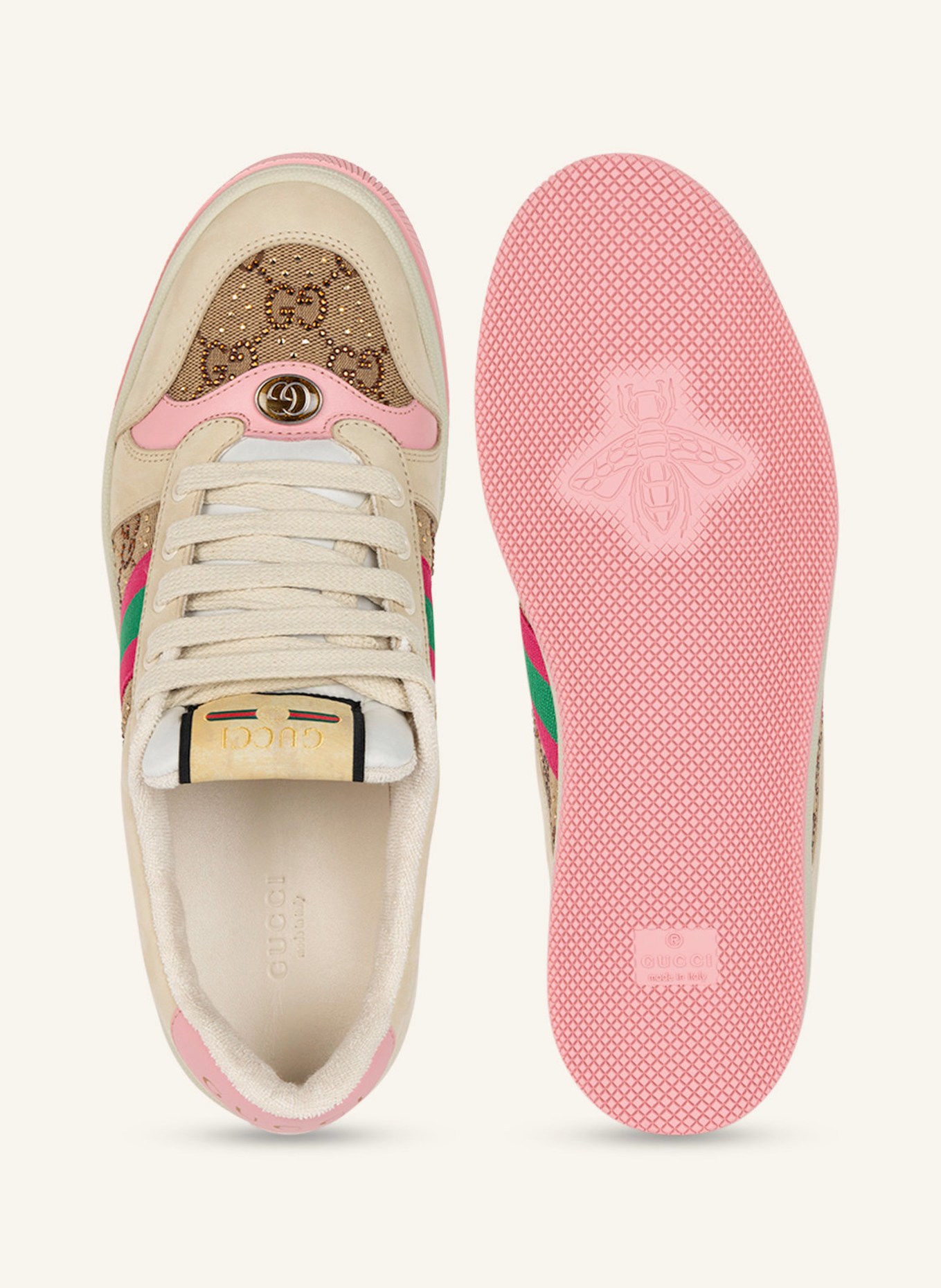 GUCCI Sneakers SCREENER with decorative gem trim, Color: 2587 CAM-EBO/W.R/B.P-N.S- (Image 5)