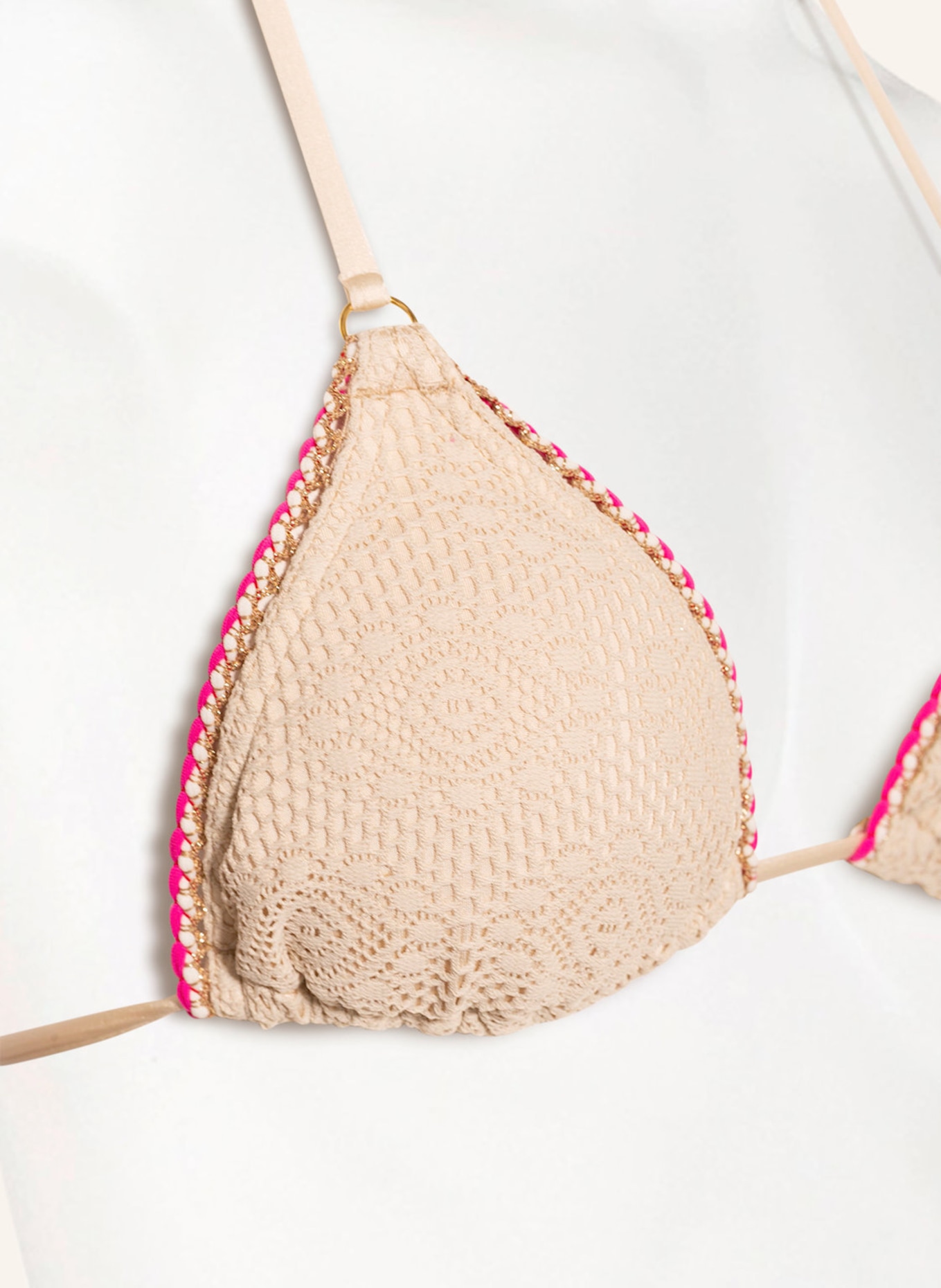 BANANA MOON COUTURE Triangle bikini top CROCHET GLEO, Color: CREAM (Image 4)