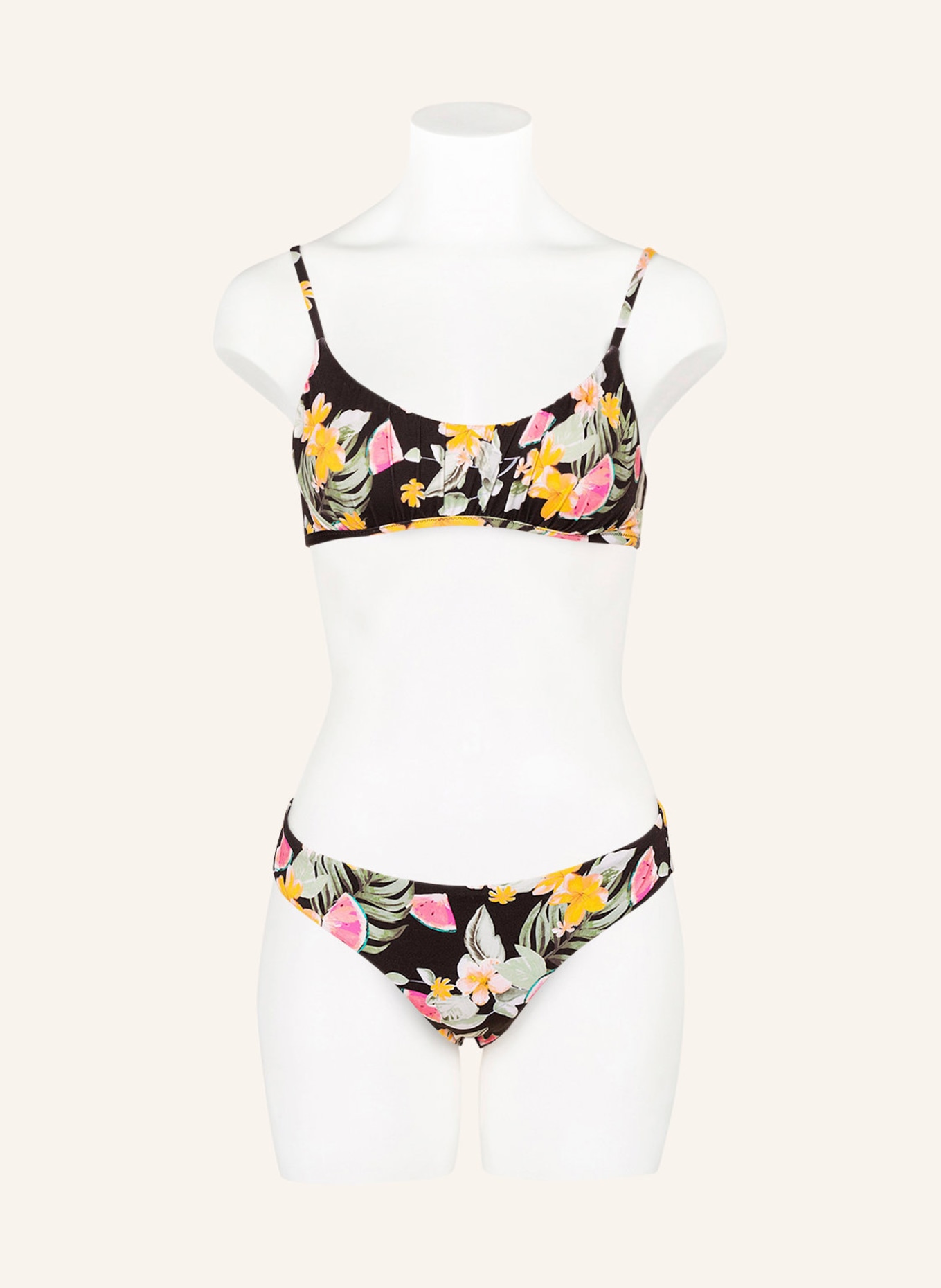 BANANA MOON Bralette bikini top WAILANI , Color: BLACK/ PINK/ GREEN (Image 2)