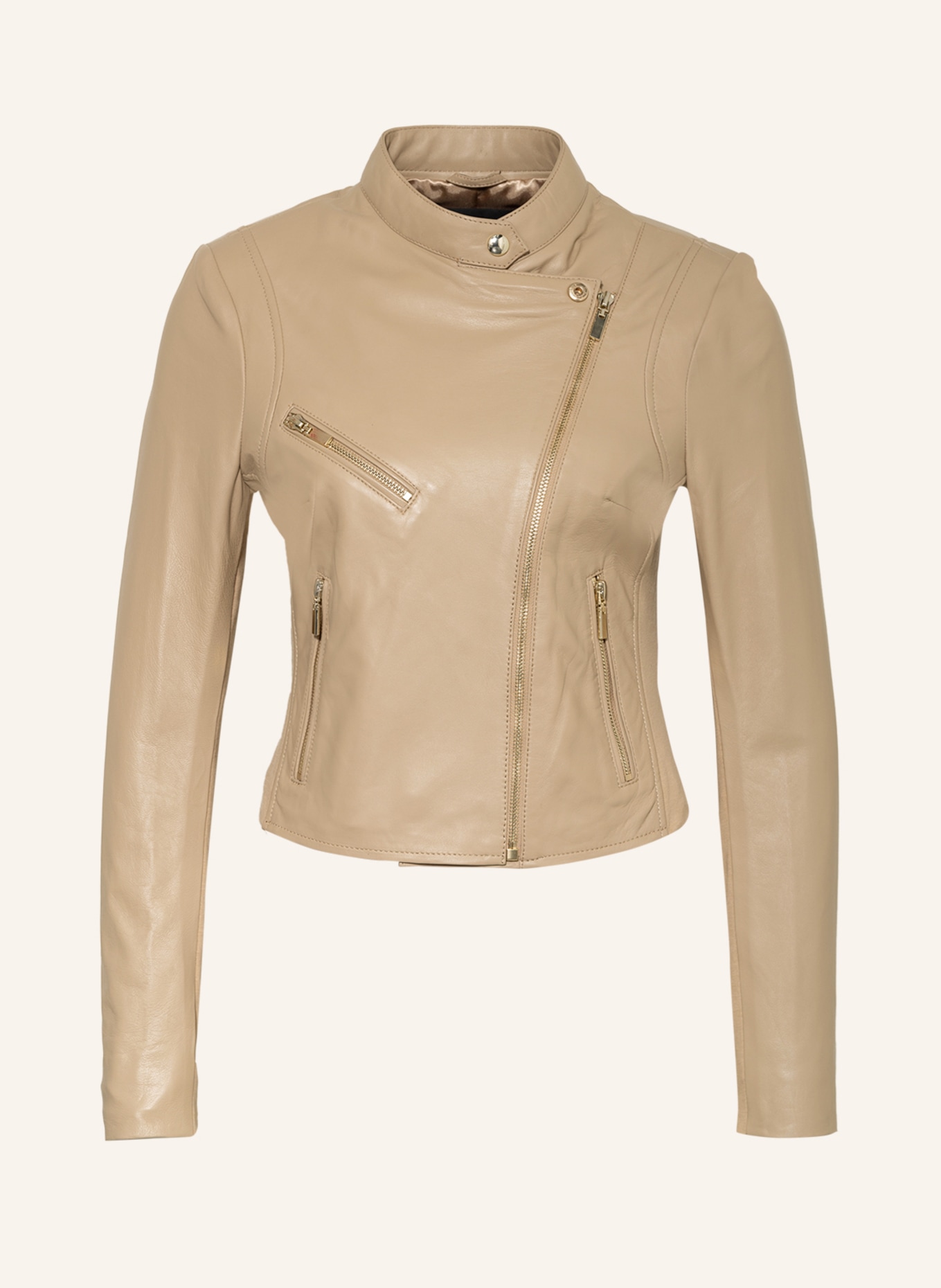STUDIO AR Leather jacket GAGA 2 in mixed materials, Color: CAMEL (Image 1)