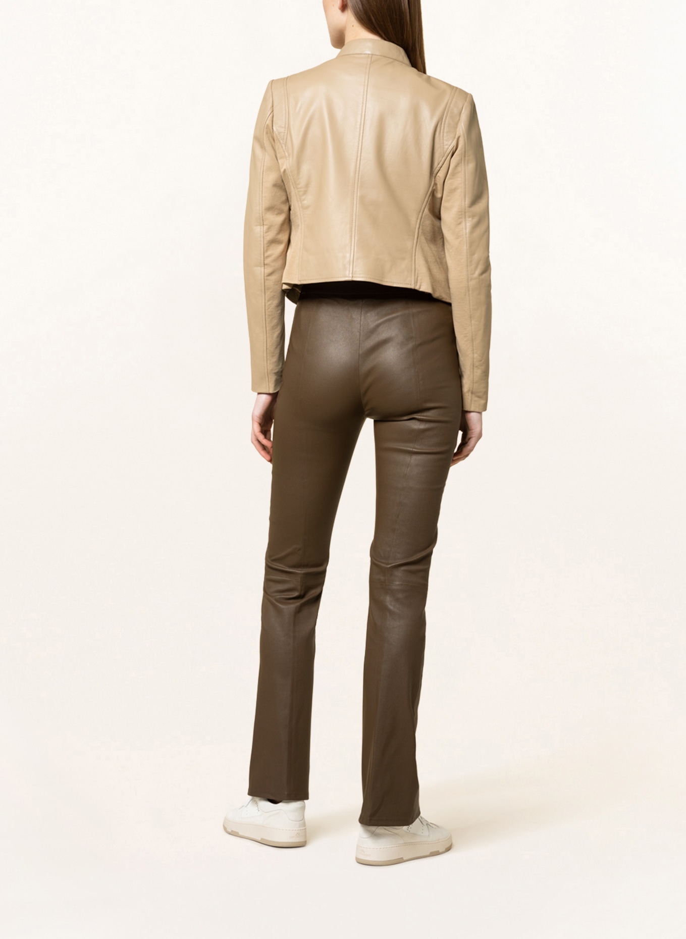 STUDIO AR Leather jacket GAGA 2 in mixed materials, Color: CAMEL (Image 3)