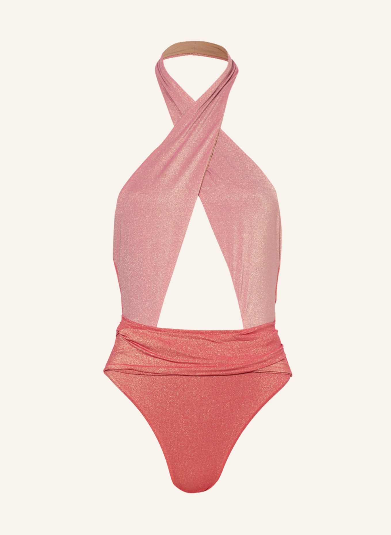 PILYQ Halter neck-swimsuit ARCADIA with glitter thread, Color: LIGHT RED/ PINK (Image 1)