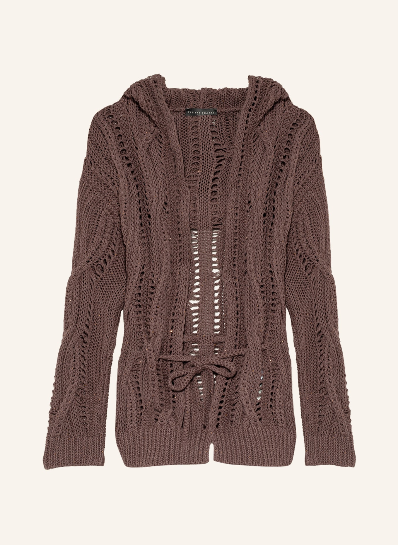 FABIANA FILIPPI Knit cardigan with sequins, Color: DARK BROWN (Image 1)