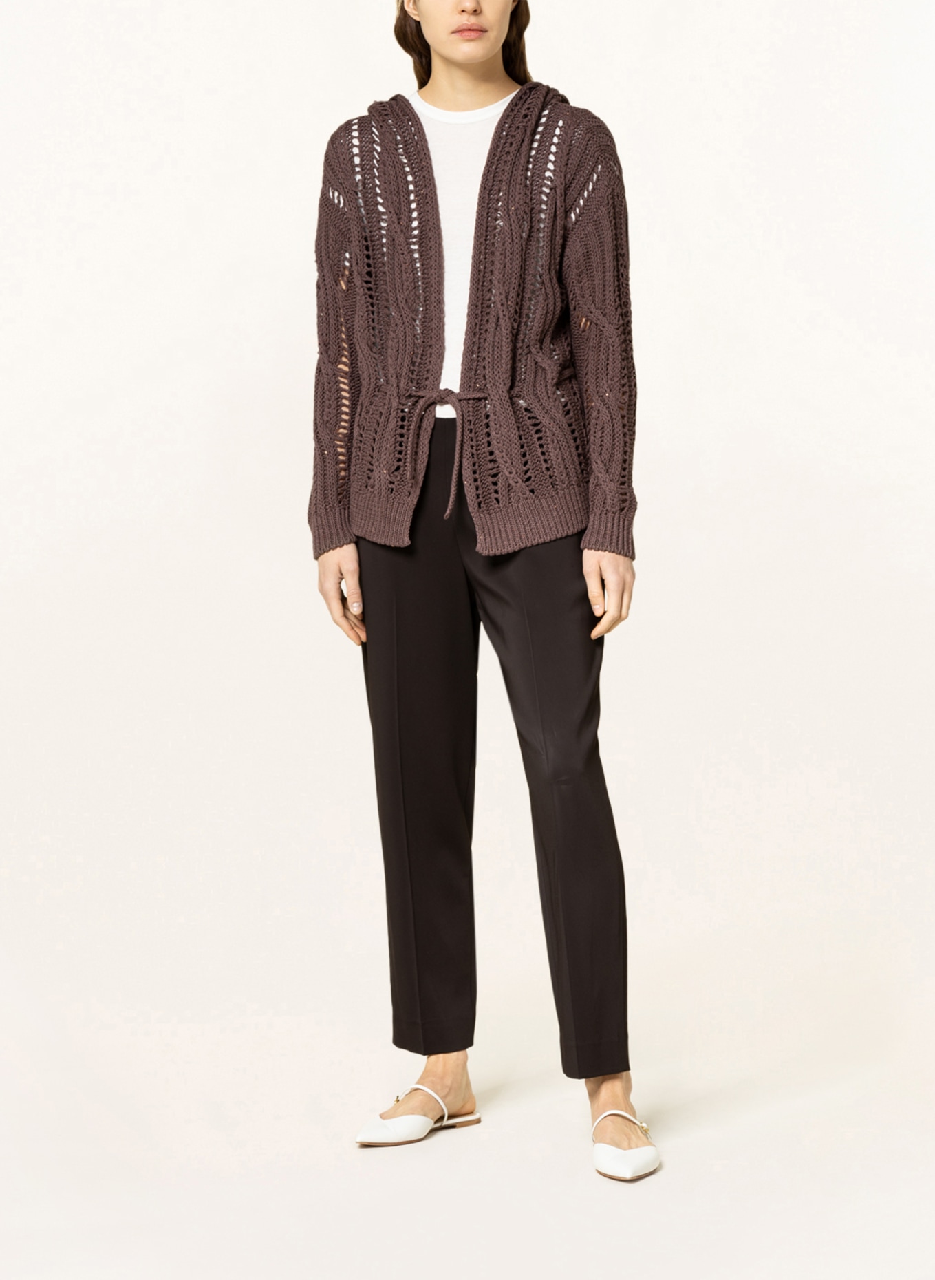 FABIANA FILIPPI Knit cardigan with sequins, Color: DARK BROWN (Image 2)