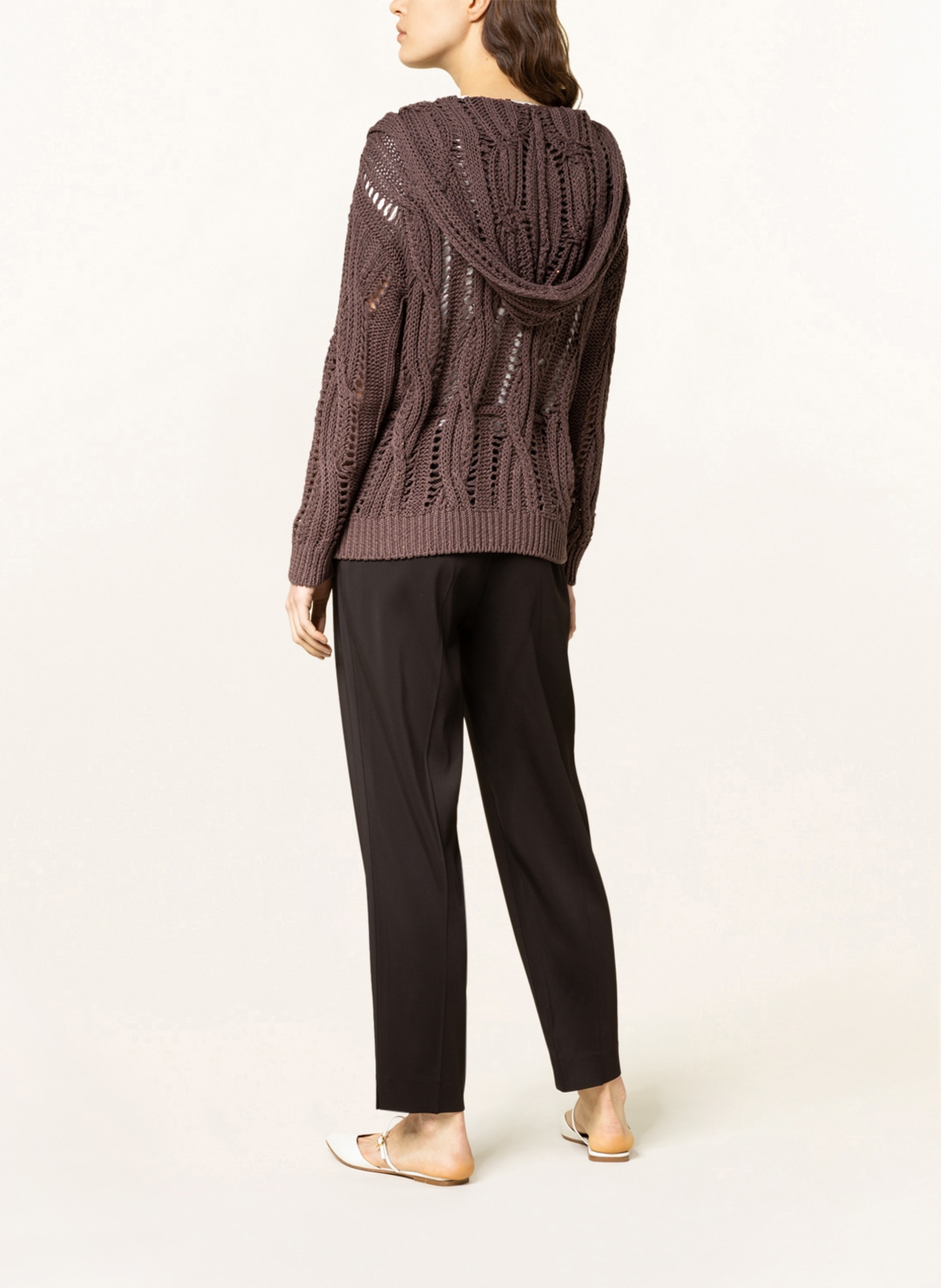 FABIANA FILIPPI Knit cardigan with sequins, Color: DARK BROWN (Image 3)
