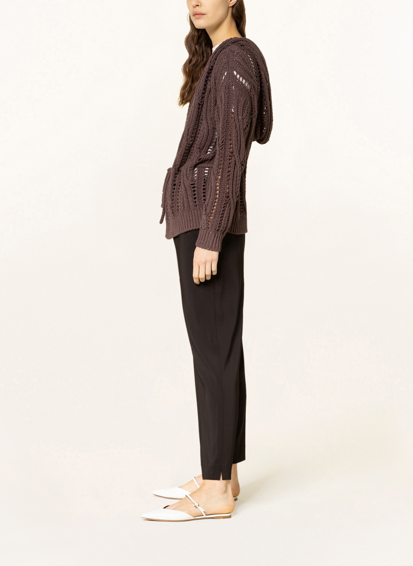FABIANA FILIPPI Knit cardigan with sequins, Color: DARK BROWN (Image 4)