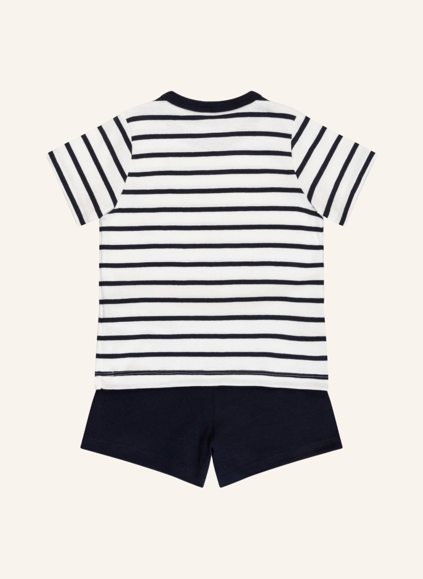 PETIT BATEAU Shorty-Schlafanzug: WEISS / DUNKELBLAU