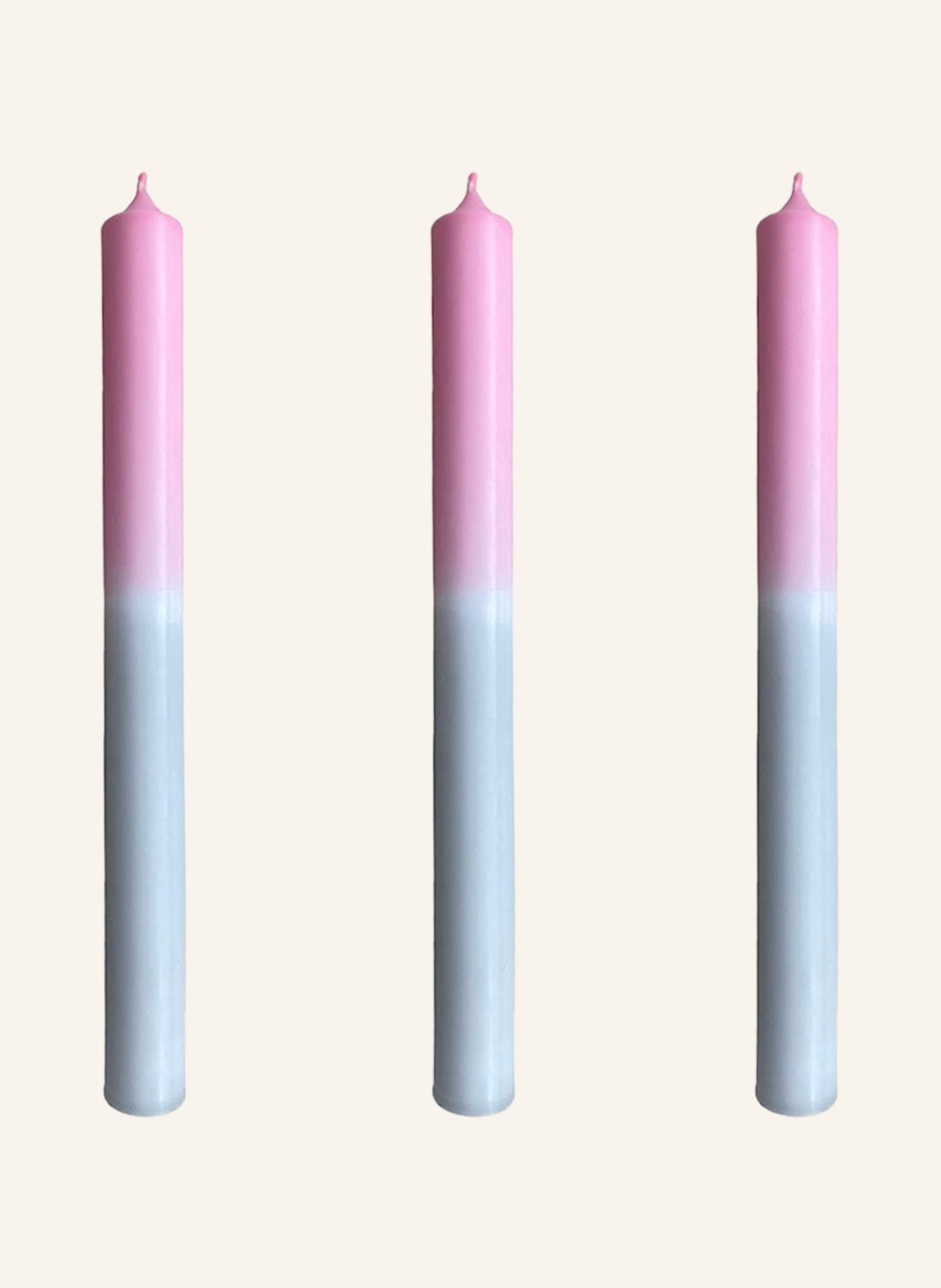Candy Candle Set of 3 taper candles CHEERS LOVE, Color: LIGHT PINK/ LIGHT GRAY (Image 1)