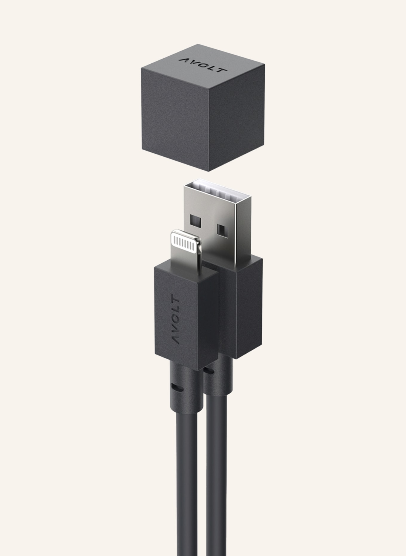 AVOLT USB-Lightning-Kabel CABLE 1, Farbe: SCHWARZ (Bild 3)