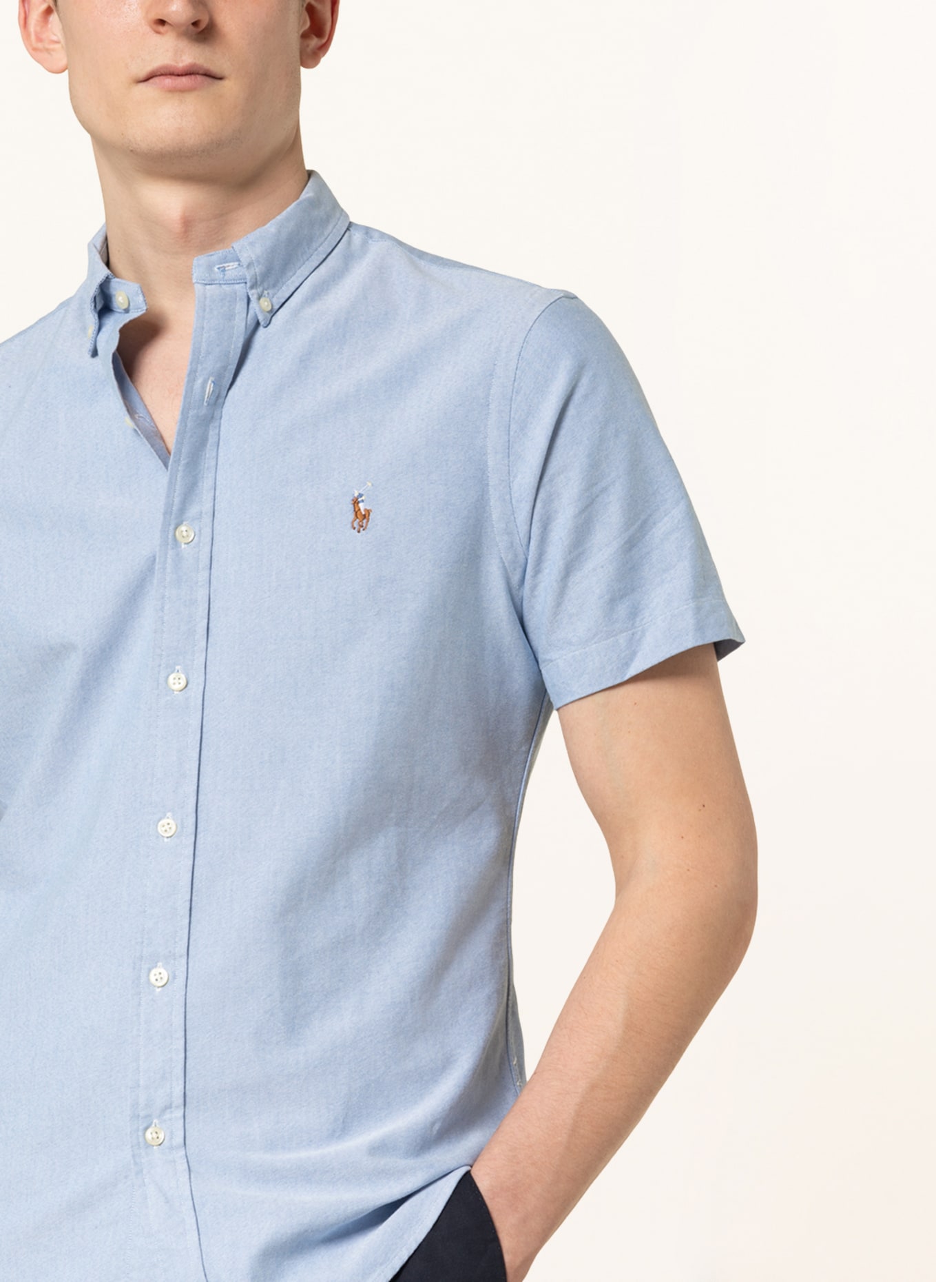 POLO RALPH LAUREN Short-sleeved shirt slim fit, Color: LIGHT BLUE (Image 4)