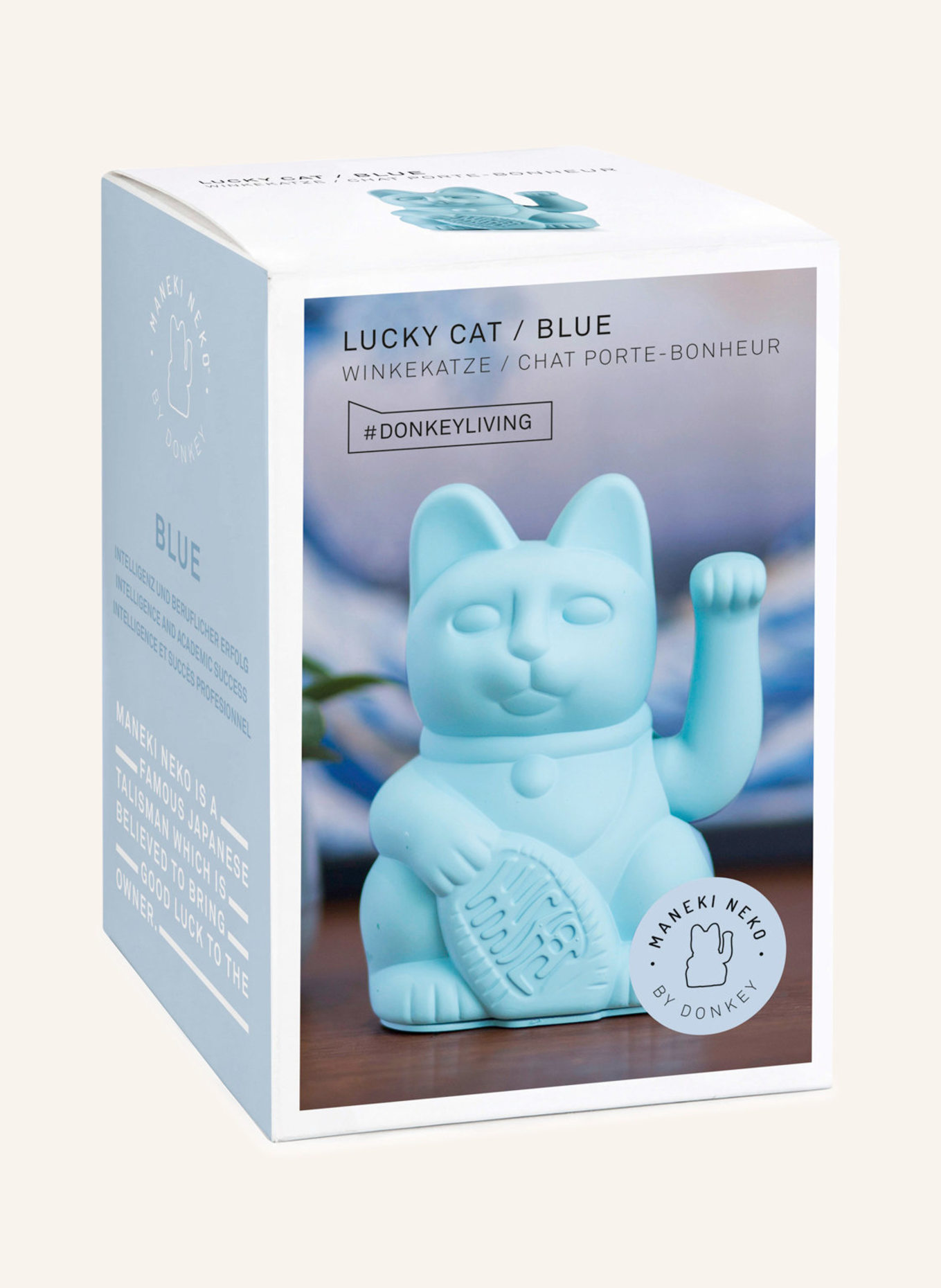 DONKEY Dekofigur LUCKY CAT: HELLBLAU