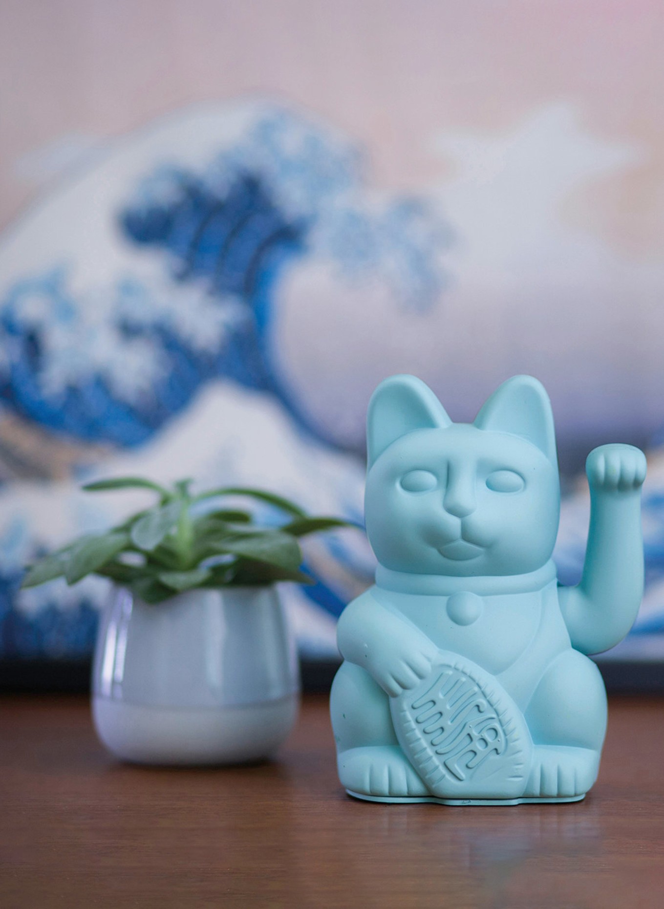 DONKEY Dekofigur LUCKY CAT: HELLBLAU
