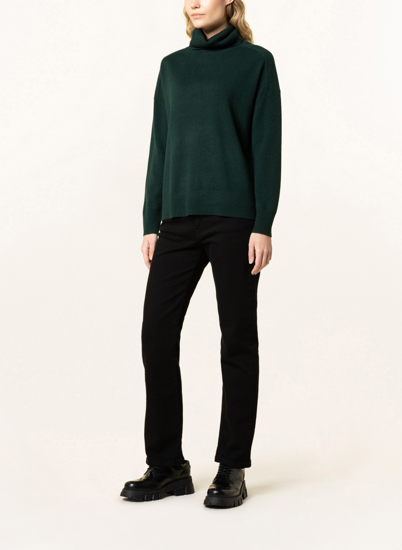 WHISTLES Turtleneck sweater in cashmere, Color: DARK GREEN (Image 2)