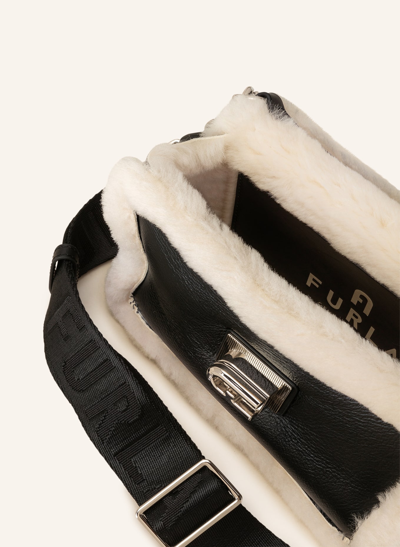 FURLA Shoulder bag 1927 with real fur, Color: BLACK/ WHITE (Image 3)