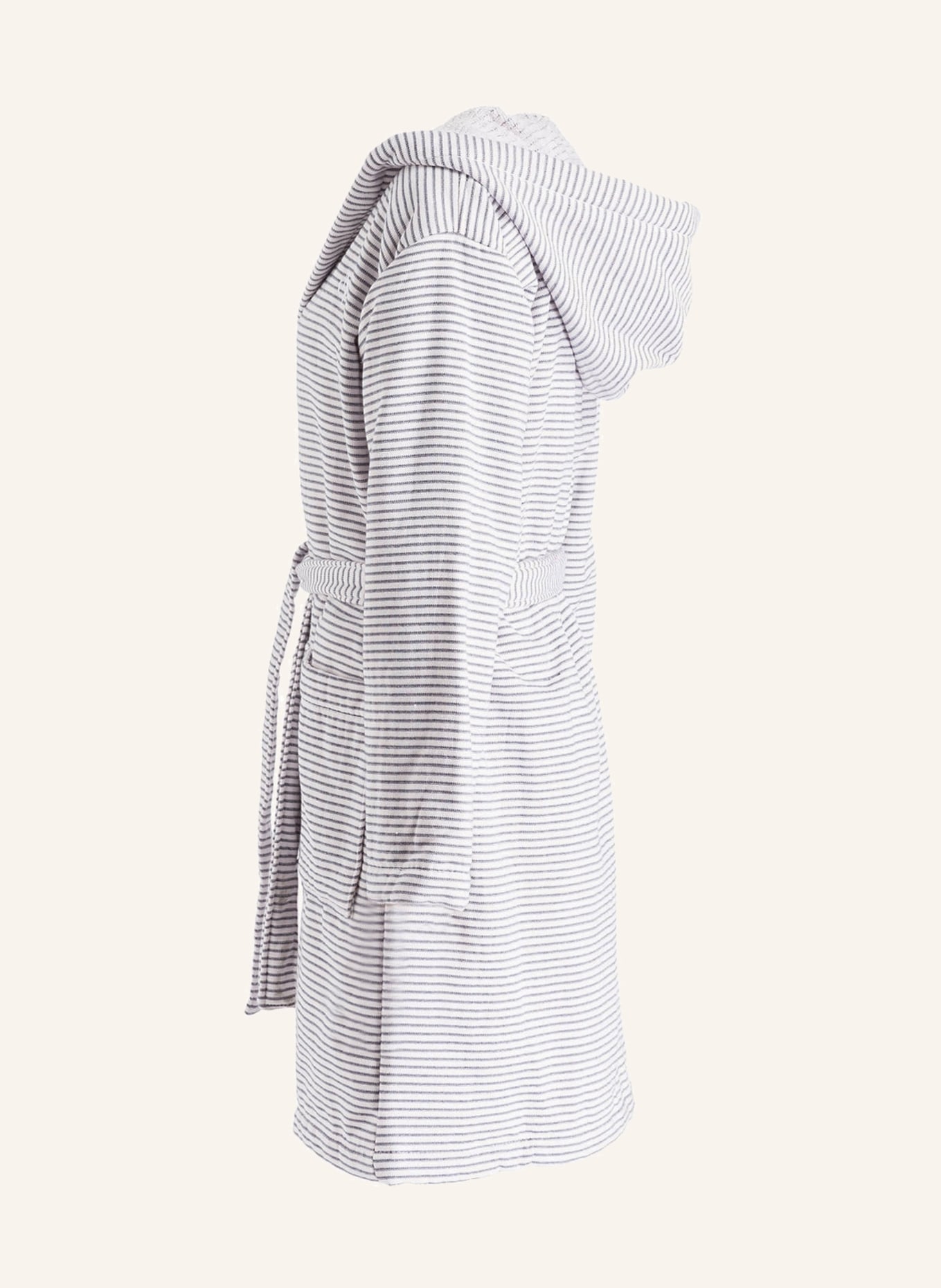 Marc O'Polo Unisex bathrobe MIRO with hood, Color: WHITE/ NAVY STRIPED (Image 3)