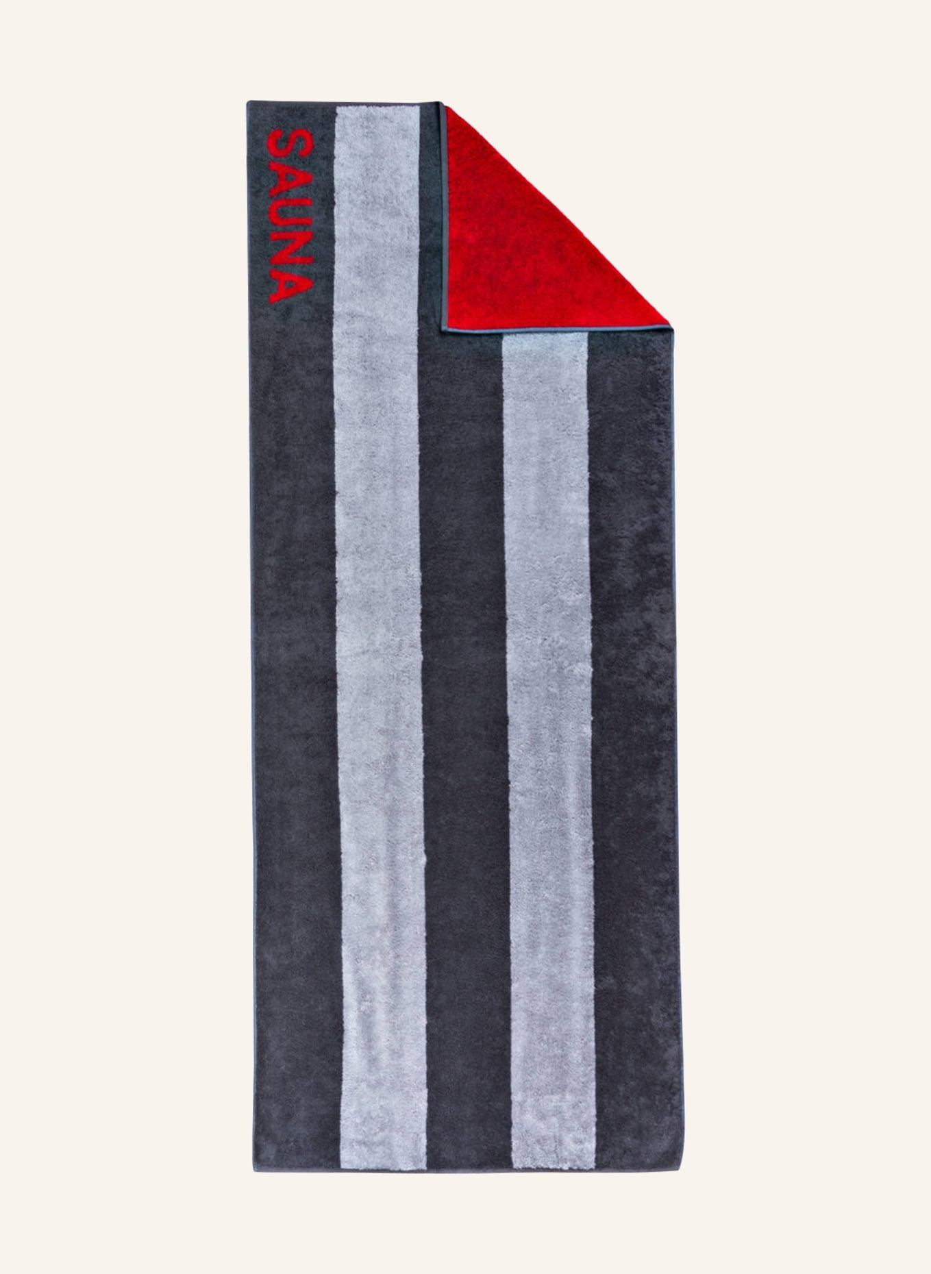 Cawö Sauna towel, Color: GRAY/ RED (Image 2)