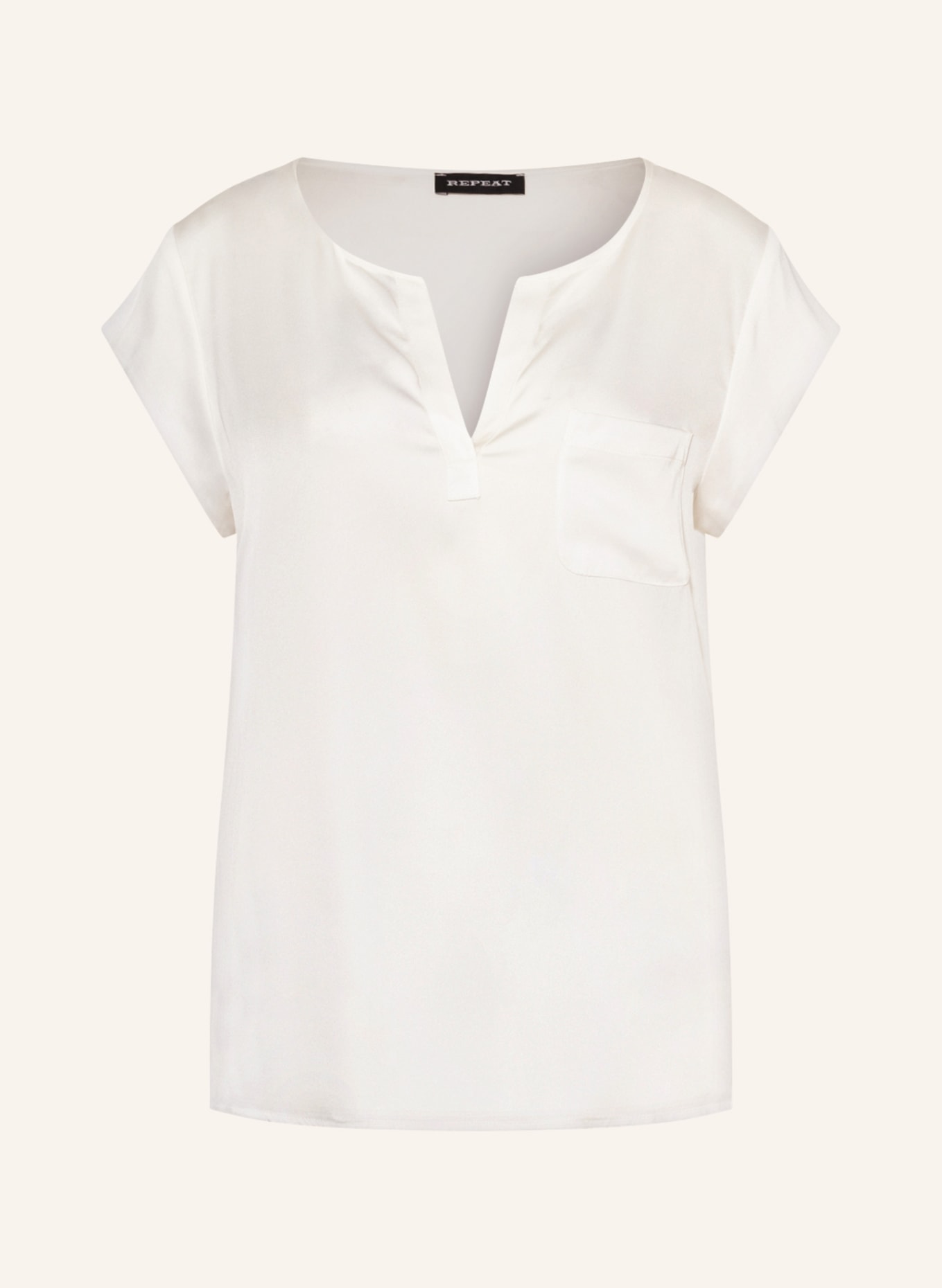 REPEAT Blouse-style shirt in silk, Color: CREAM (Image 1)
