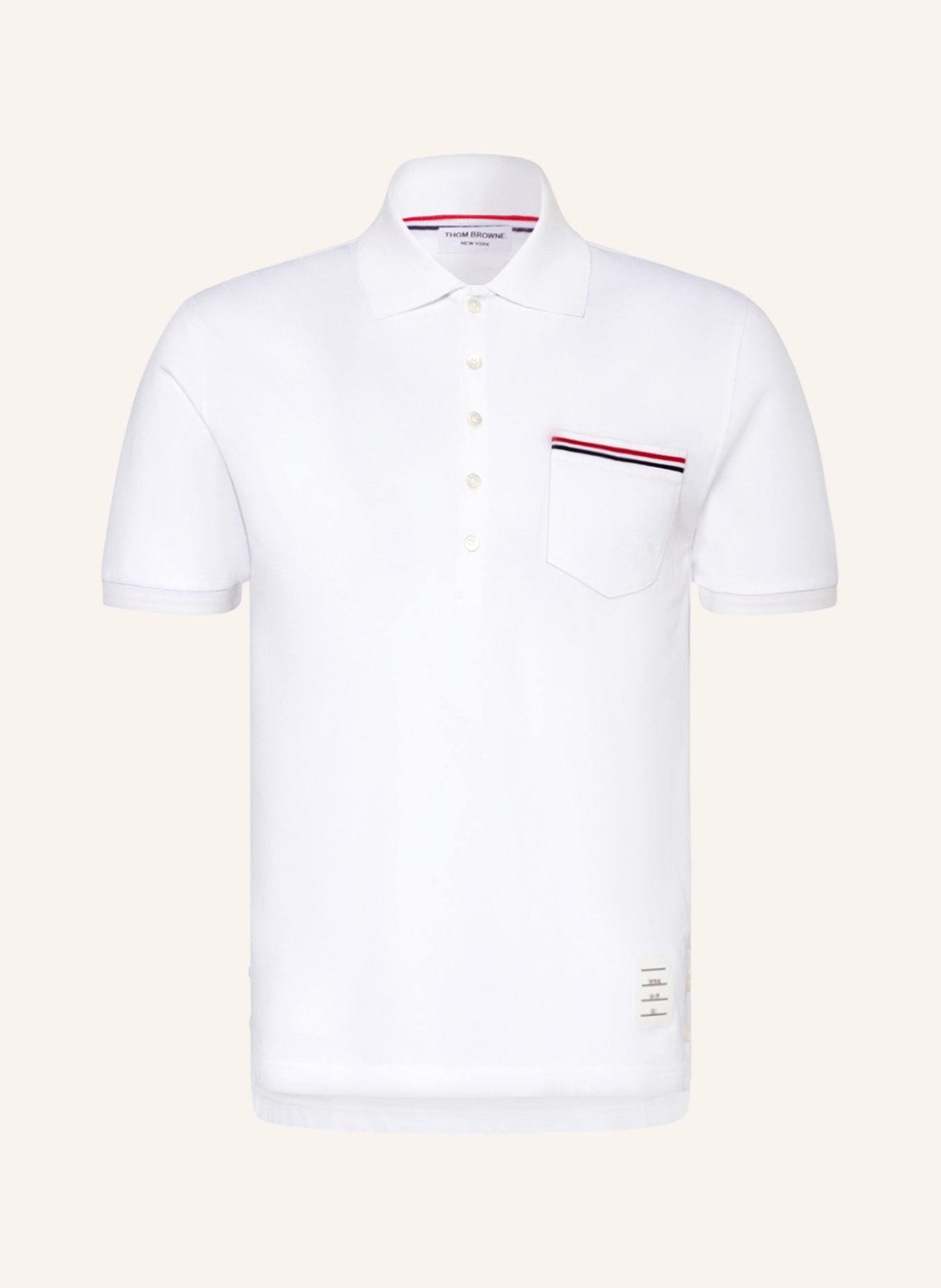 THOM BROWNE. Piqué polo shirt, Color: WHITE (Image 1)