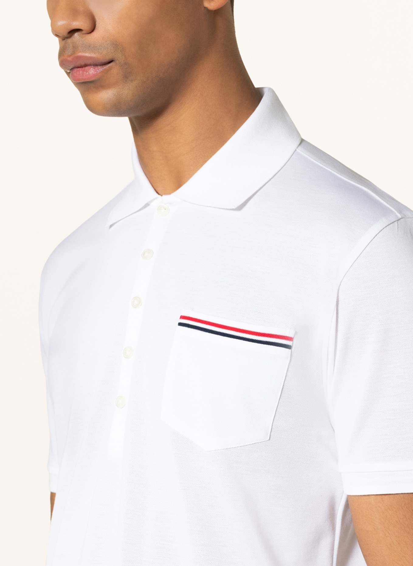THOM BROWNE. Piqué polo shirt, Color: WHITE (Image 4)