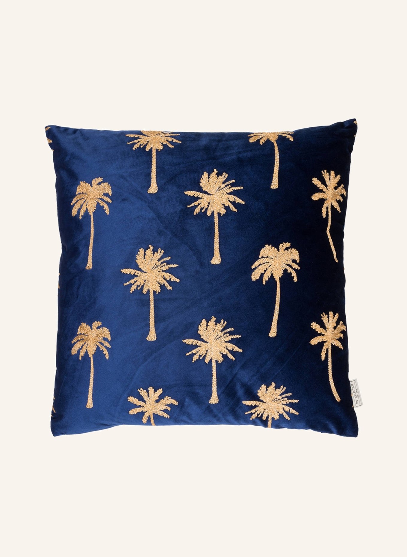 HD COLLECTION Decorative velvet cushion, Color: DARK BLUE/ GOLD (Image 1)