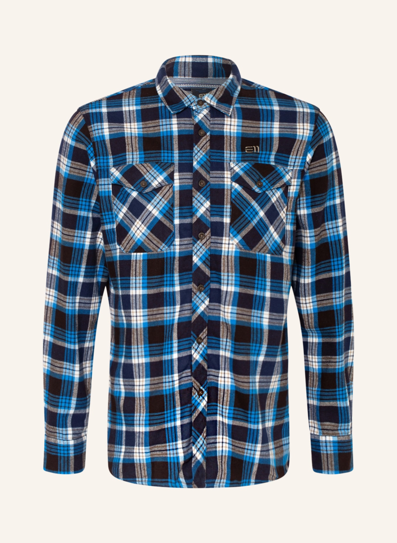state of elevenate Flannel shirt comfort fit, Color: DARK BLUE/ BLUE/ WHITE (Image 1)