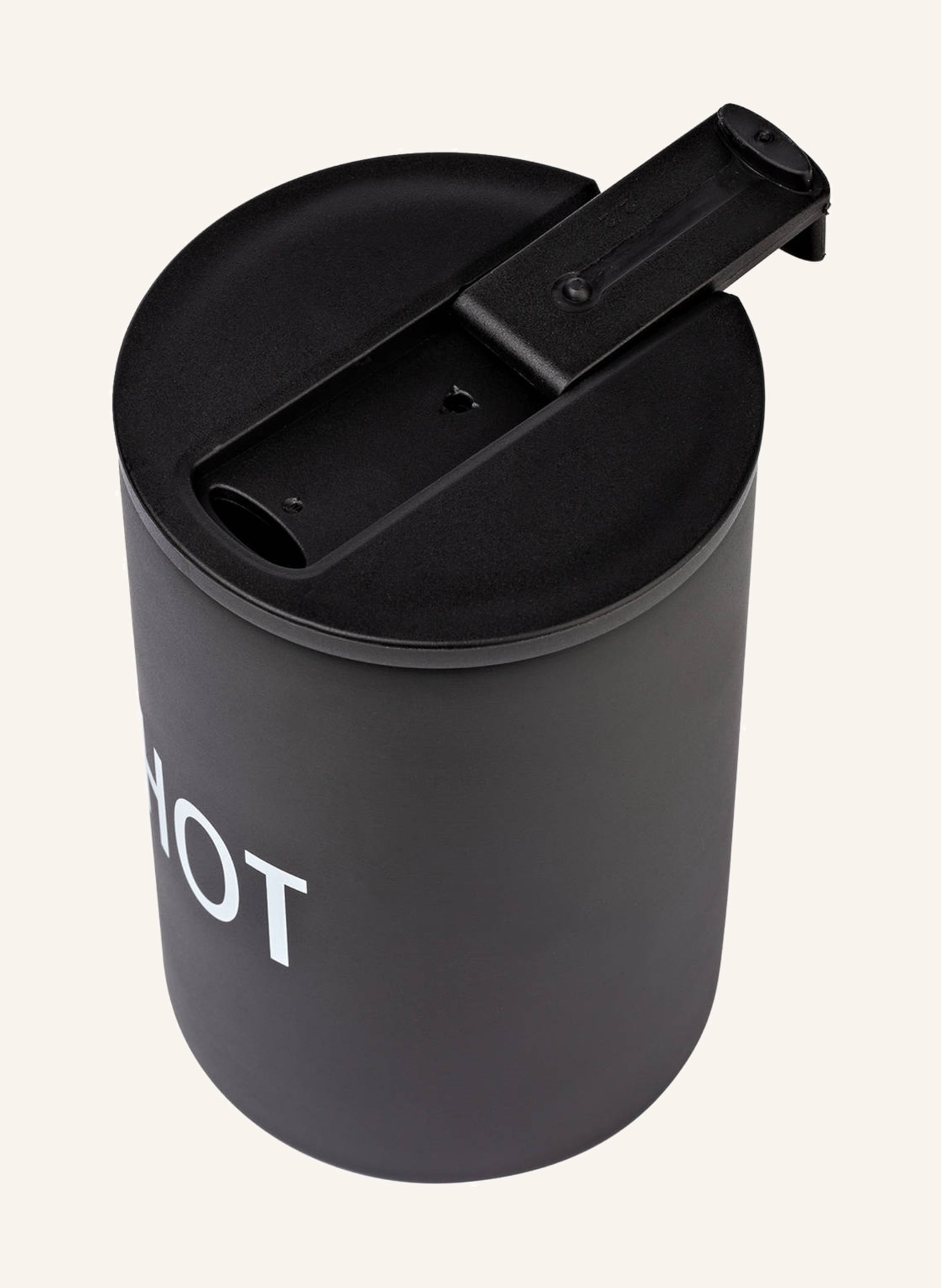 DESIGN LETTERS Thermos mug HOT, Color: BLACK (Image 3)