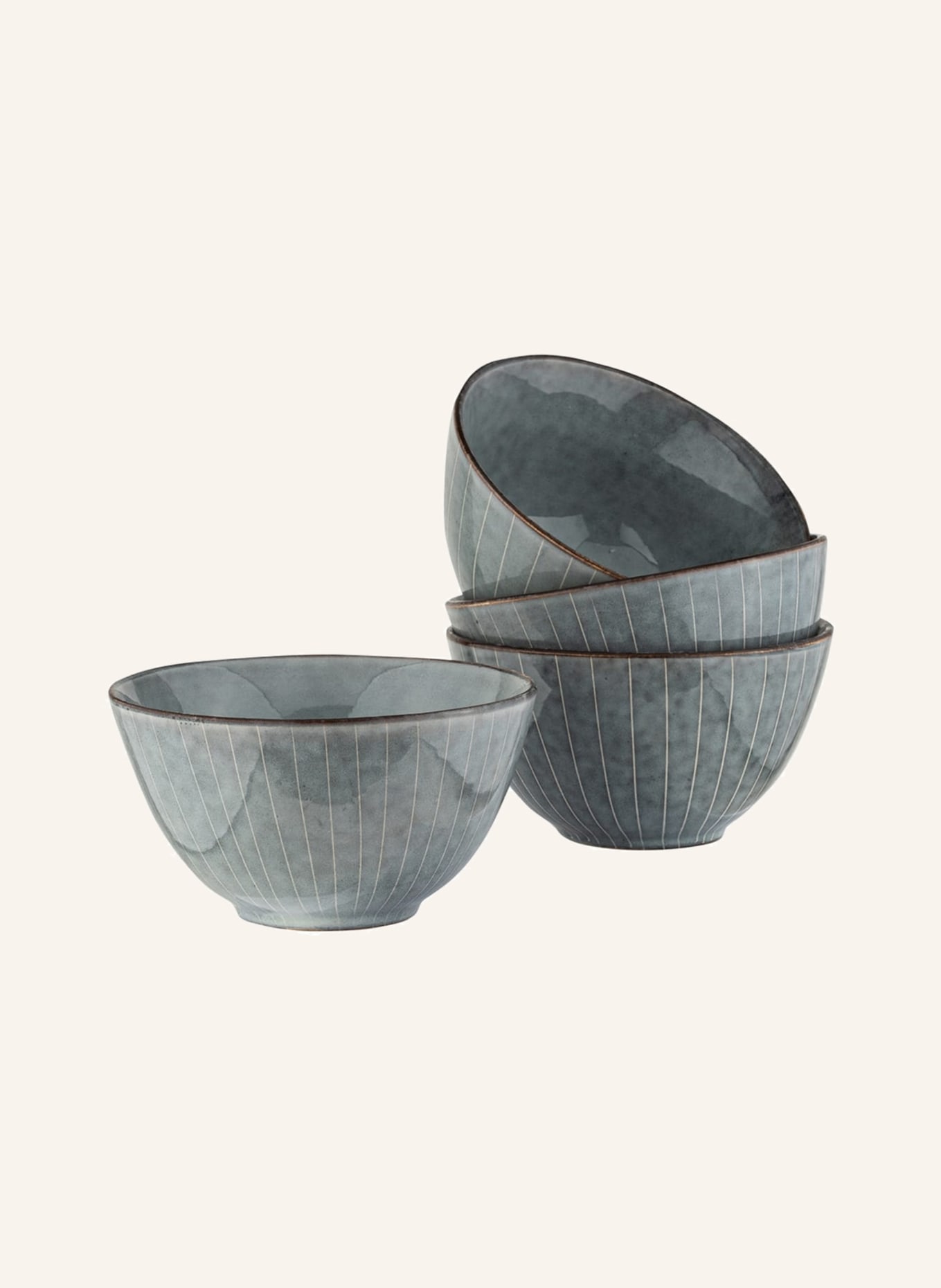 BROSTE COPENHAGEN Set of 4 bowls NORDIC SEA, Color: BLUE GRAY (Image 1)