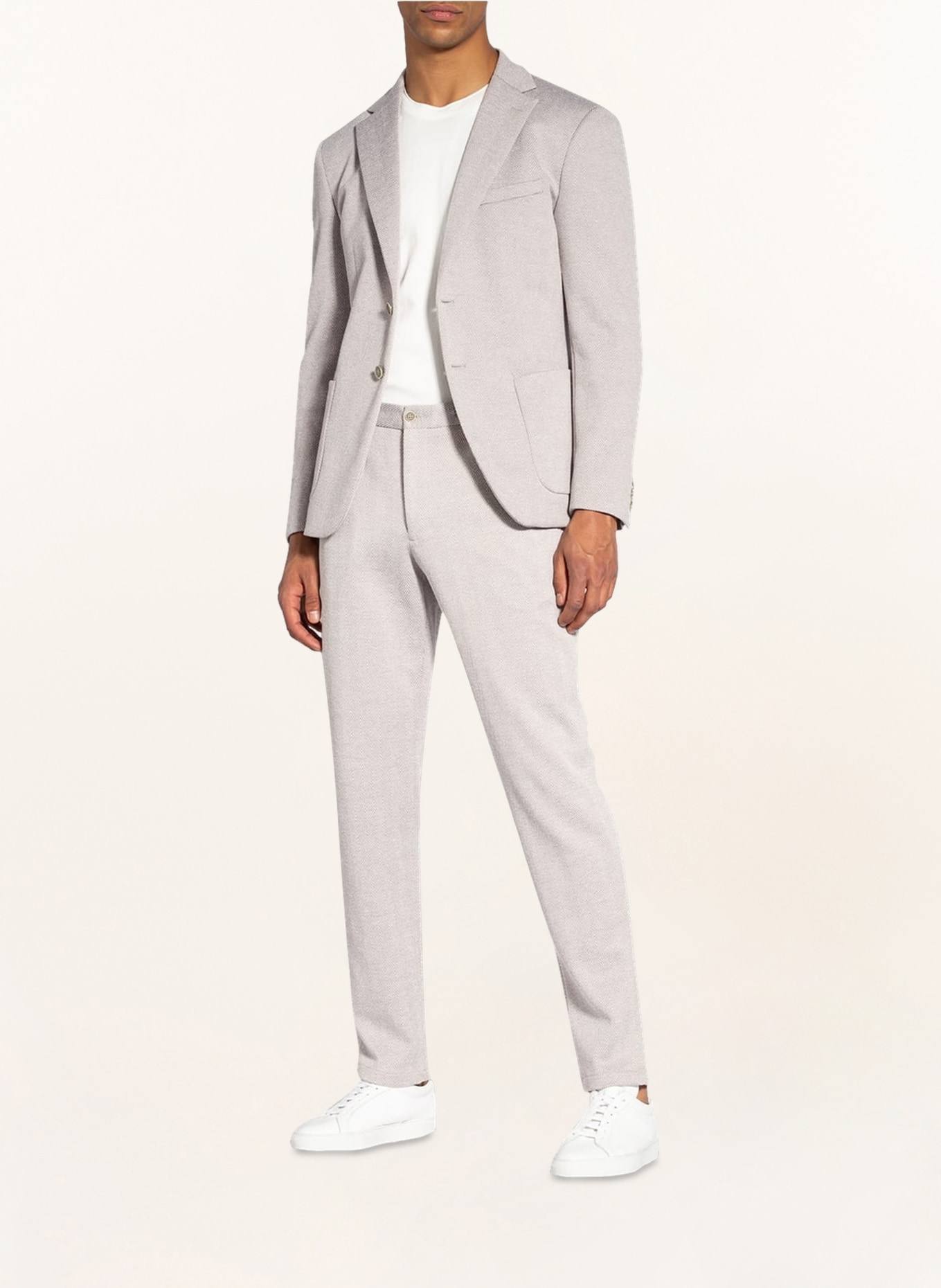PAUL Suit jacket slim fit in jersey, Color: WHITE/ LIGHT GRAY (Image 2)