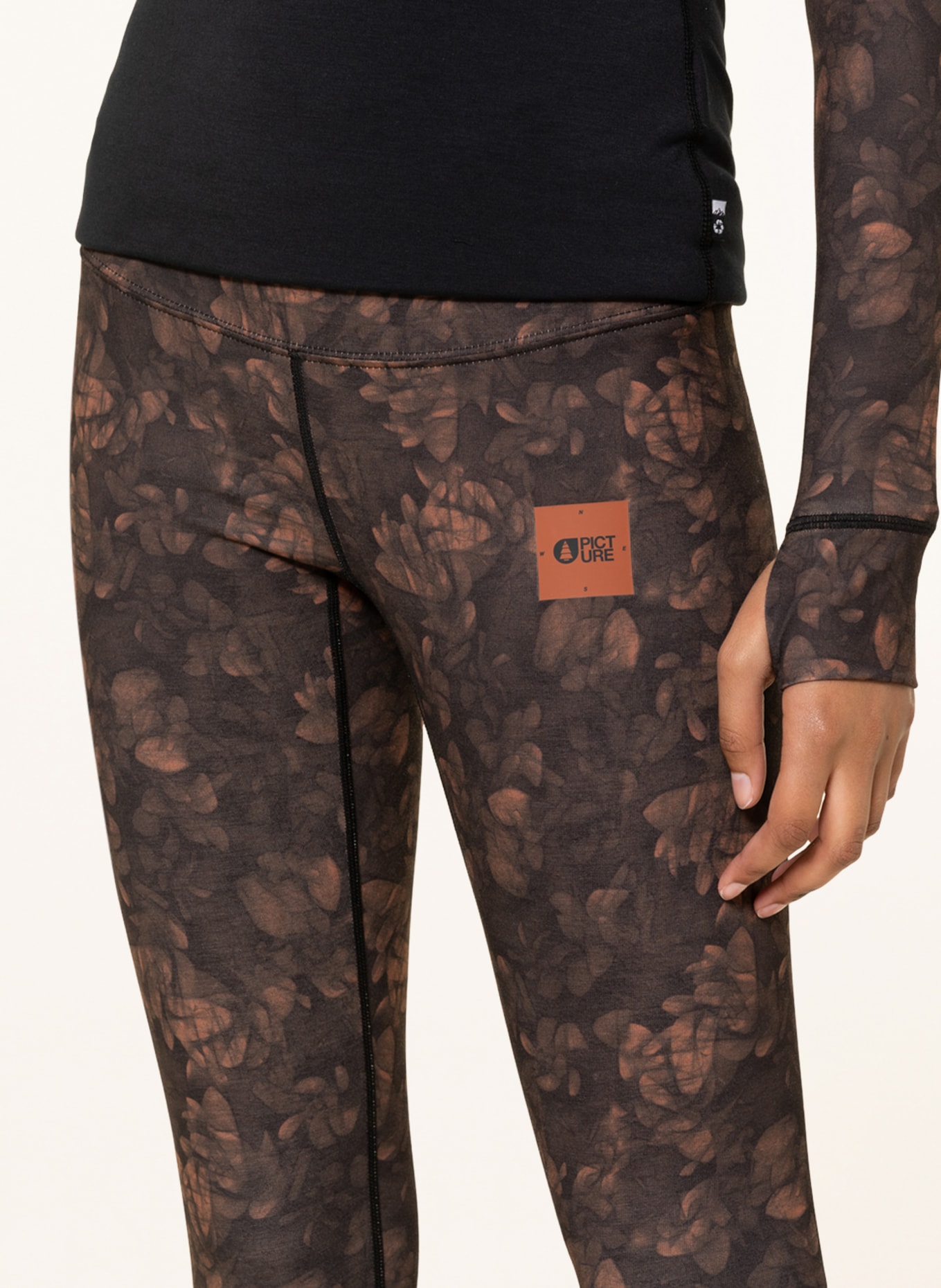 PICTURE Functional baselayer trousers XINA , Color: BLACK/ DARK ORANGE (Image 5)