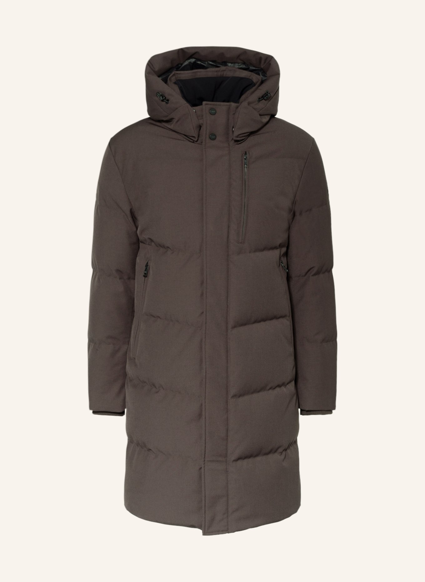 DUNO Daunenmantel ARON PARMA mit abnehmbarer Kapuze: DUNKELBRAUN