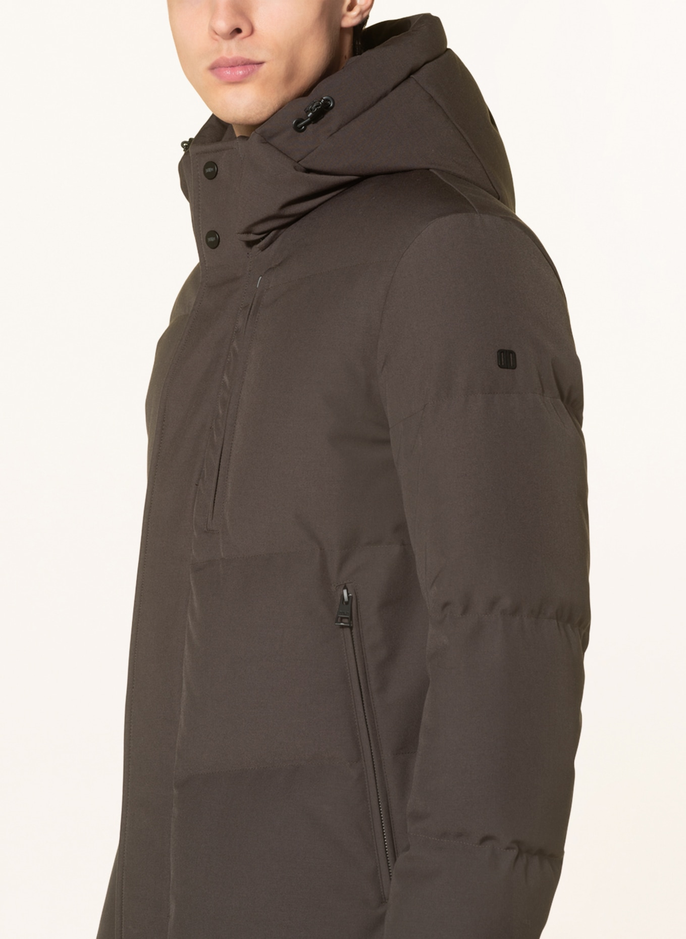 DUNO Daunenmantel ARON PARMA mit abnehmbarer Kapuze: DUNKELBRAUN