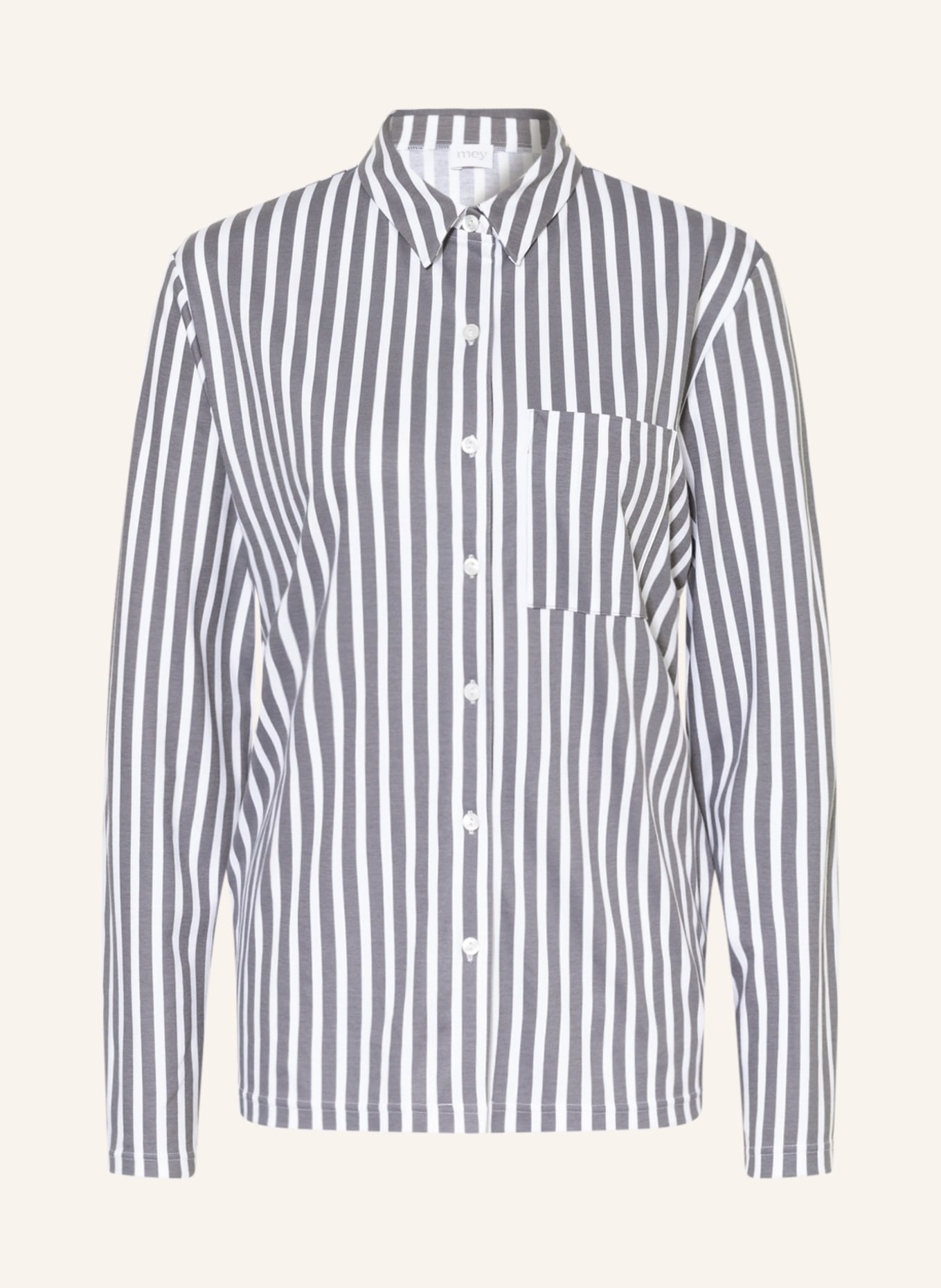 mey Pajama shirt series SLEEPSATION, Color: WHITE/ GRAY (Image 1)