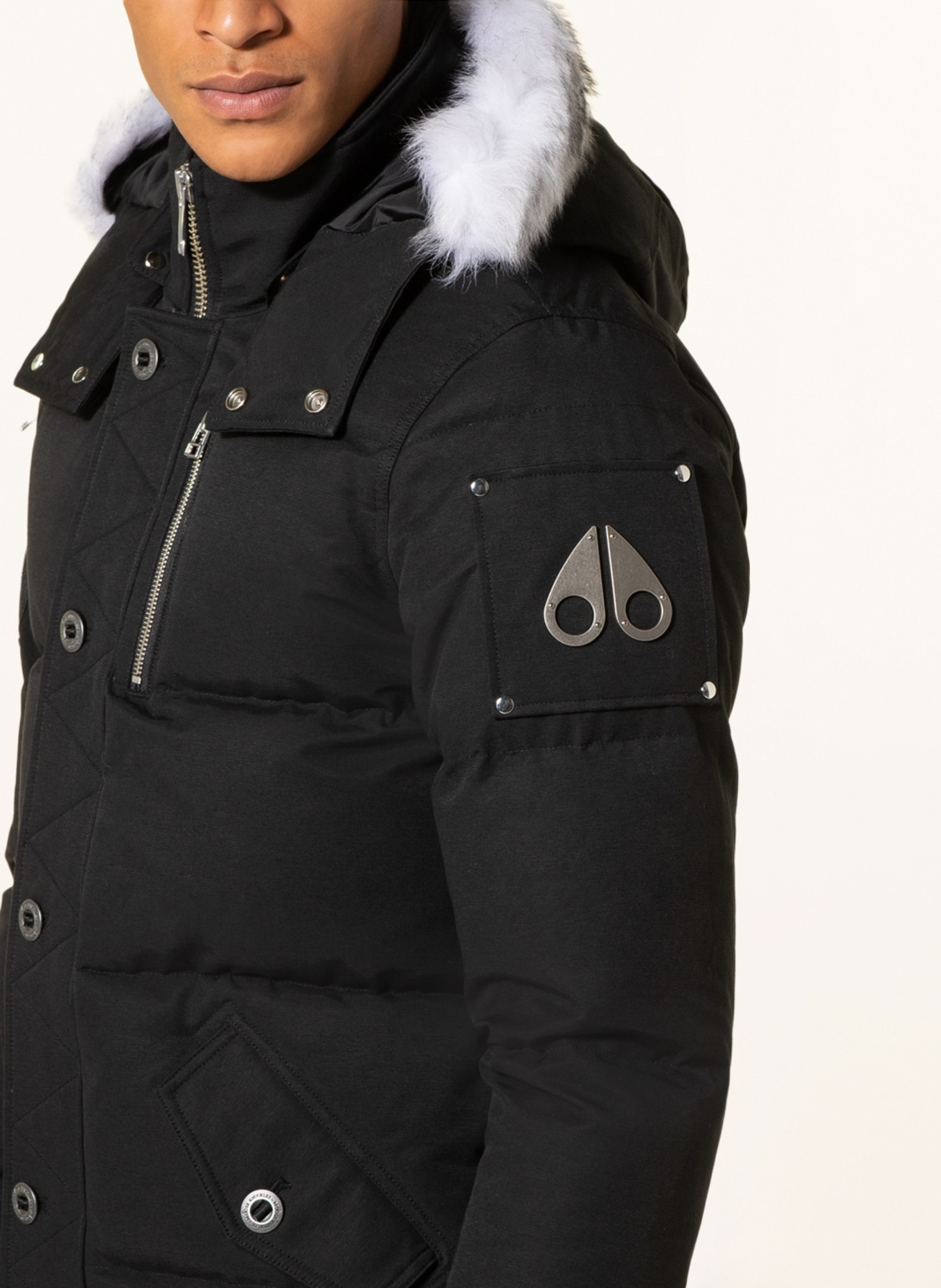 MOOSE KNUCKLES Péřová bunda 3Q s odnímatelnou kapucí a umělou kožešinou, Barva: ČERNÁ (Obrázek 5)
