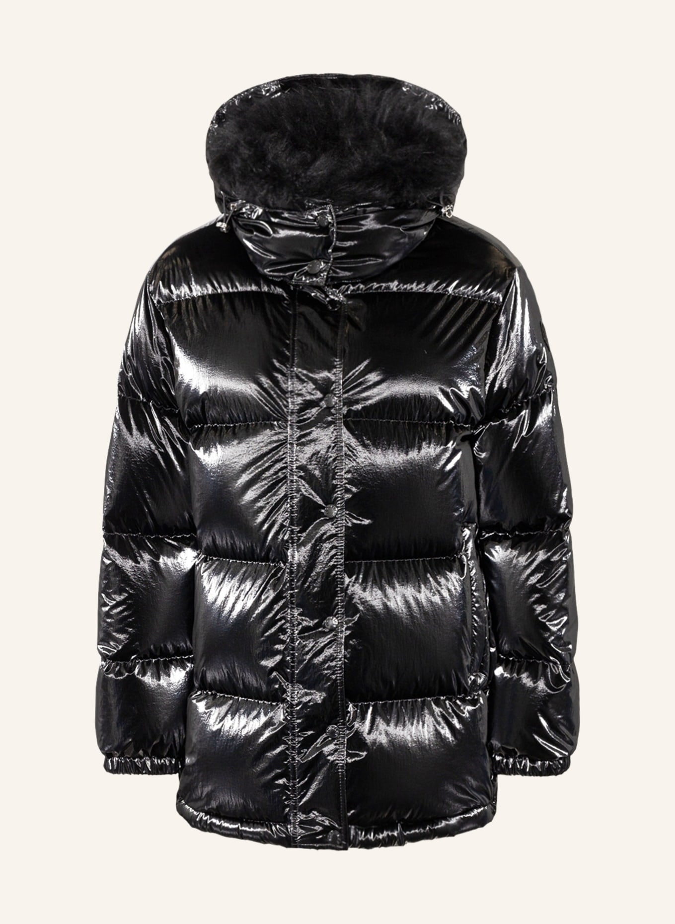 MONCLER Down jacket HANAU with removable hood and faux fur, Color: BLACK (Image 1)
