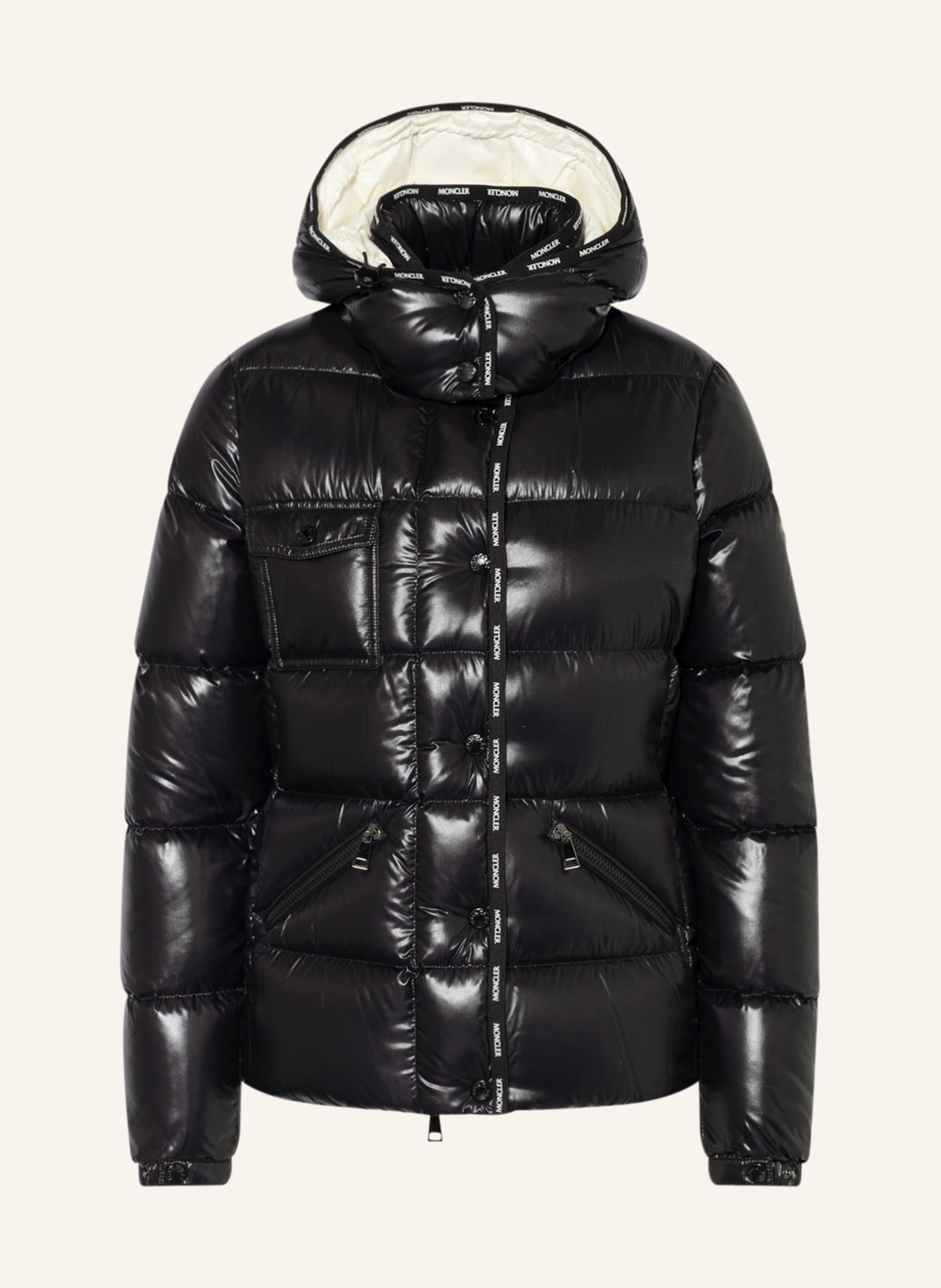 MONCLER Down jacket FLUMET with detachable hood, Color: ECRU/ BLACK (Image 1)