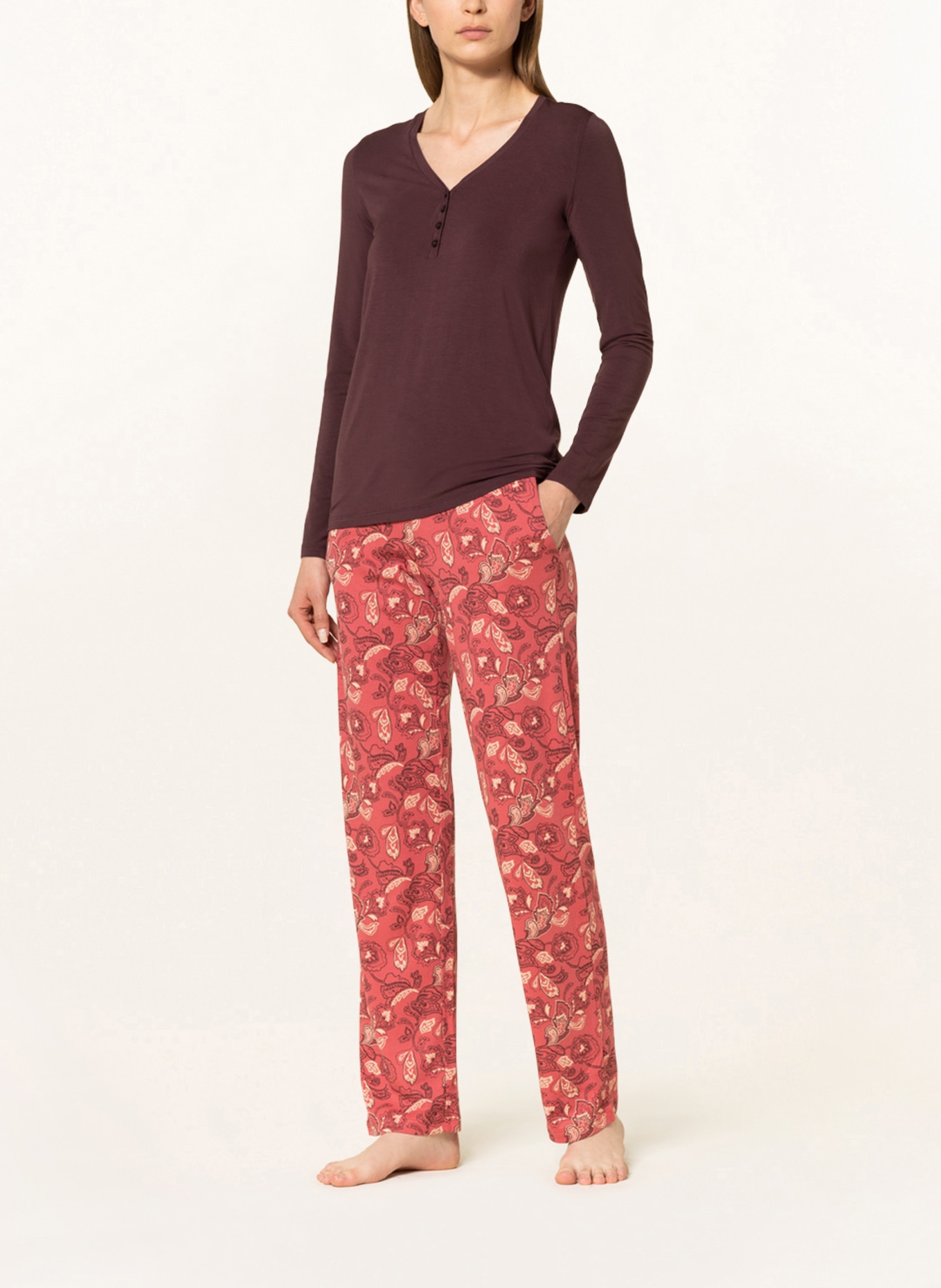 SCHIESSER Pajama pants MIX+RELAX, Color: LIGHT RED/ LIGHT YELLOW/ DARK BROWN (Image 2)