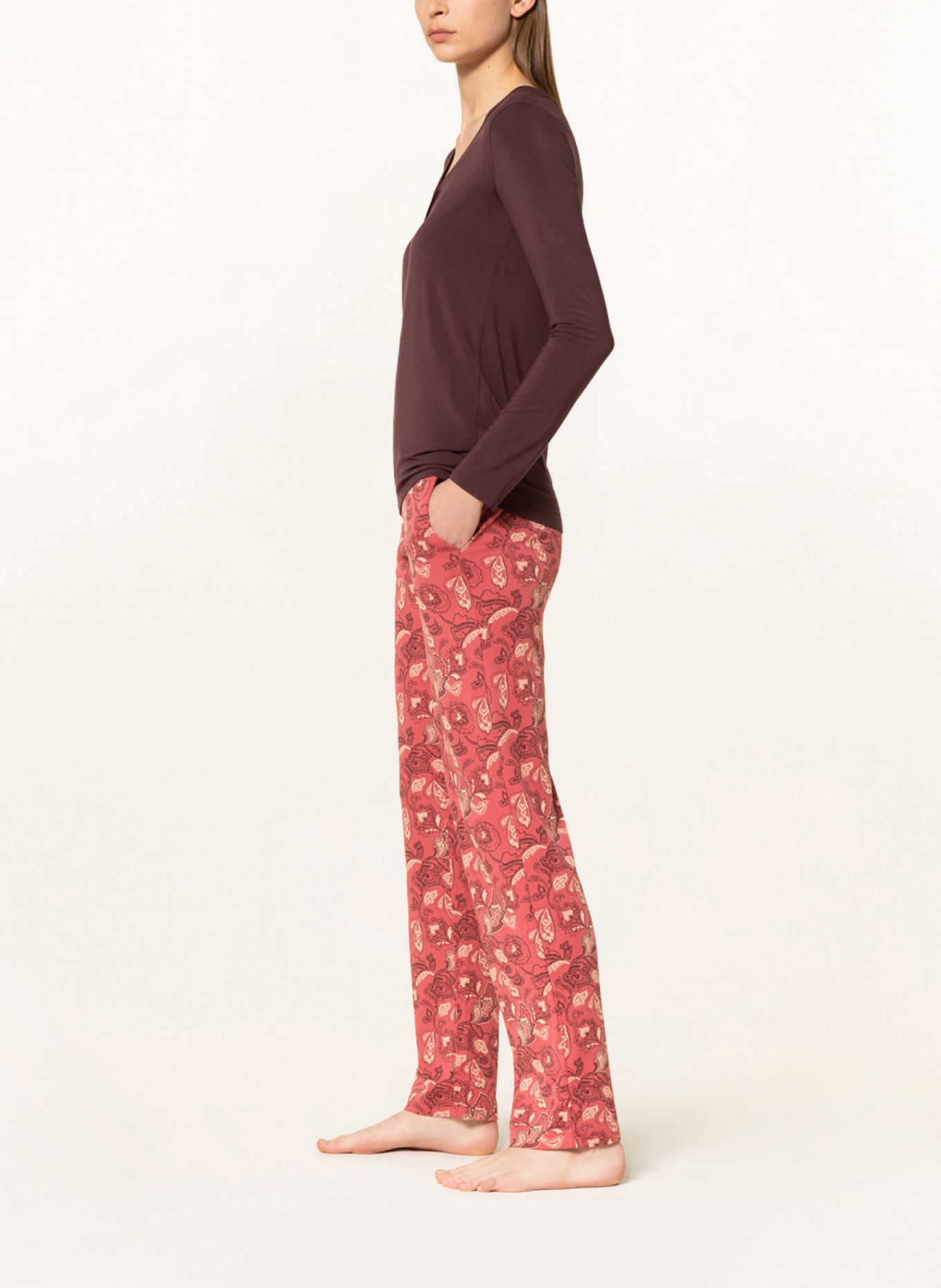 SCHIESSER Pajama pants MIX+RELAX, Color: LIGHT RED/ LIGHT YELLOW/ DARK BROWN (Image 4)