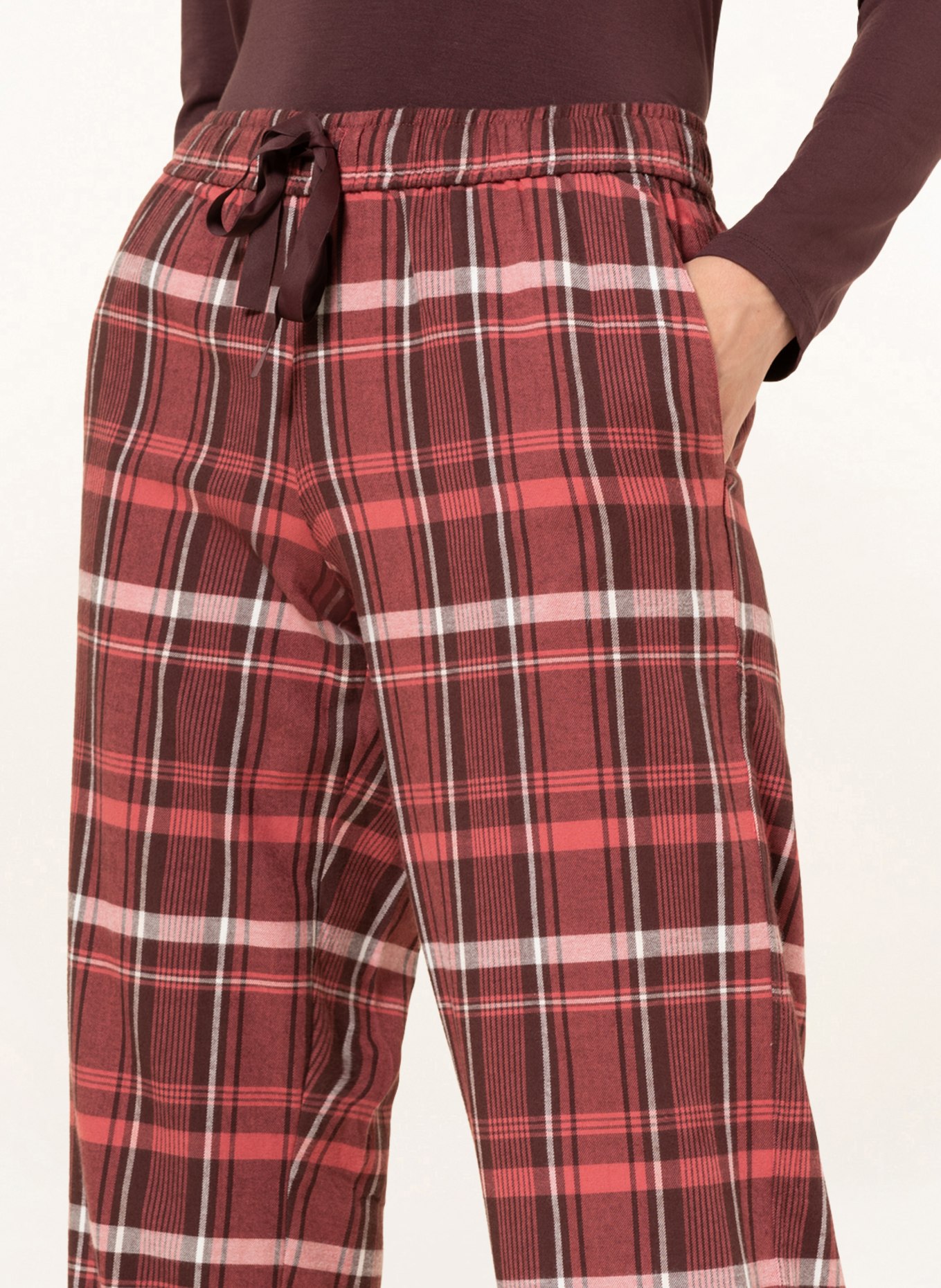 SCHIESSER Pajama pants MIX+RELAX in flannel: LIGHT RED / BROWN / WHITE