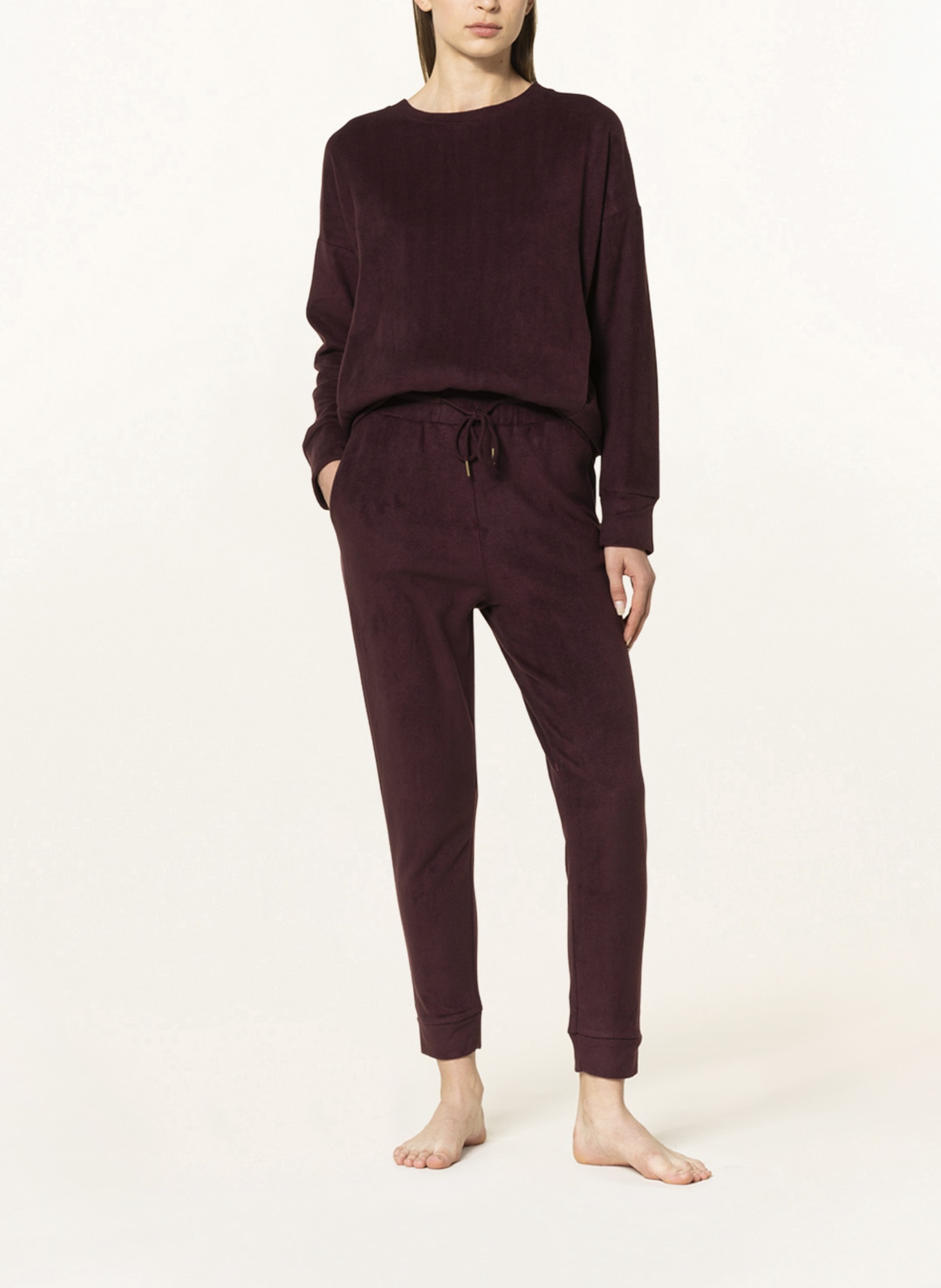 SCHIESSER Lounge pants MIX+RELAX LOUNGE in fleece , Color: DARK RED (Image 2)