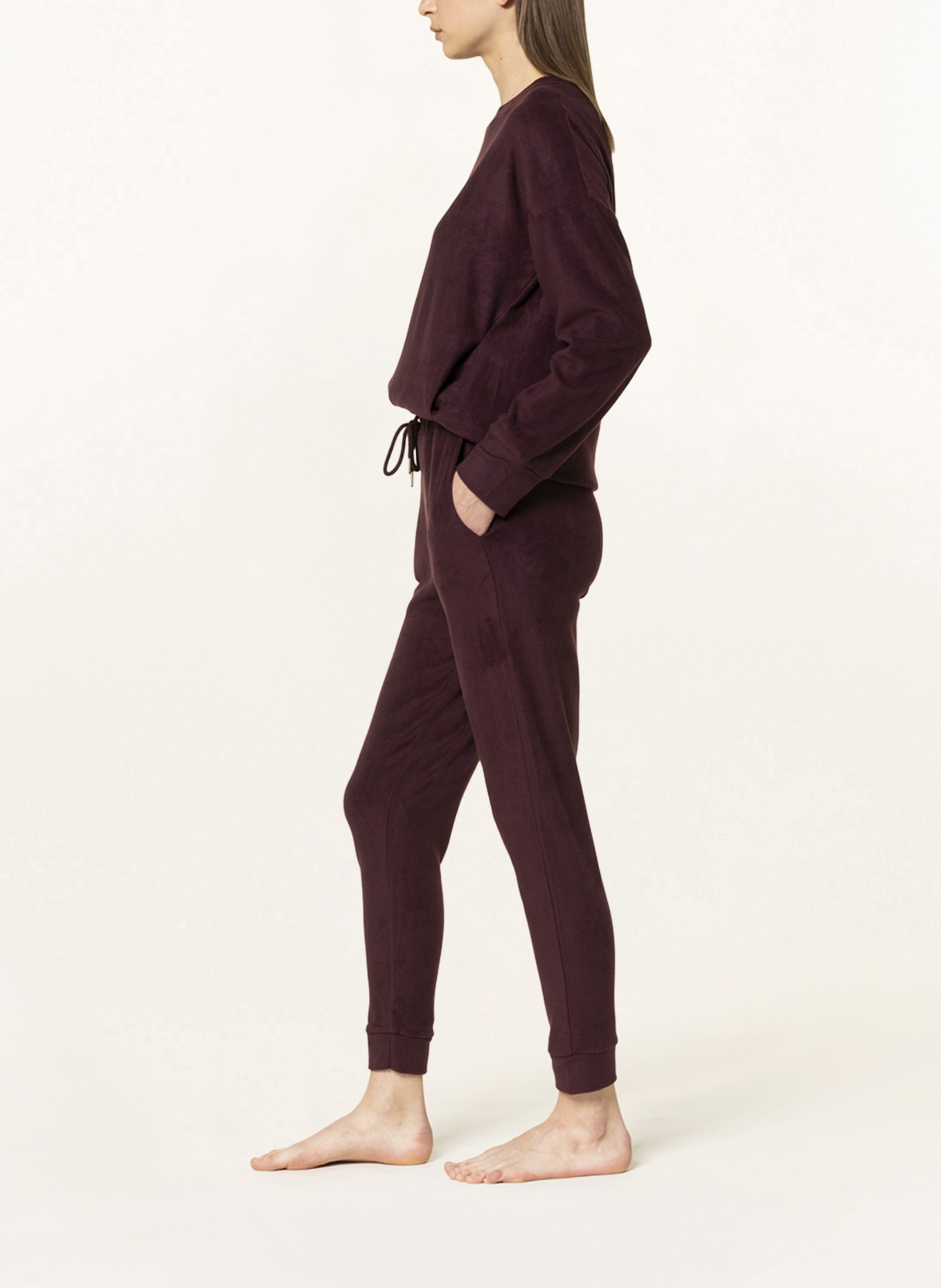 SCHIESSER Lounge pants MIX+RELAX LOUNGE in fleece , Color: DARK RED (Image 4)