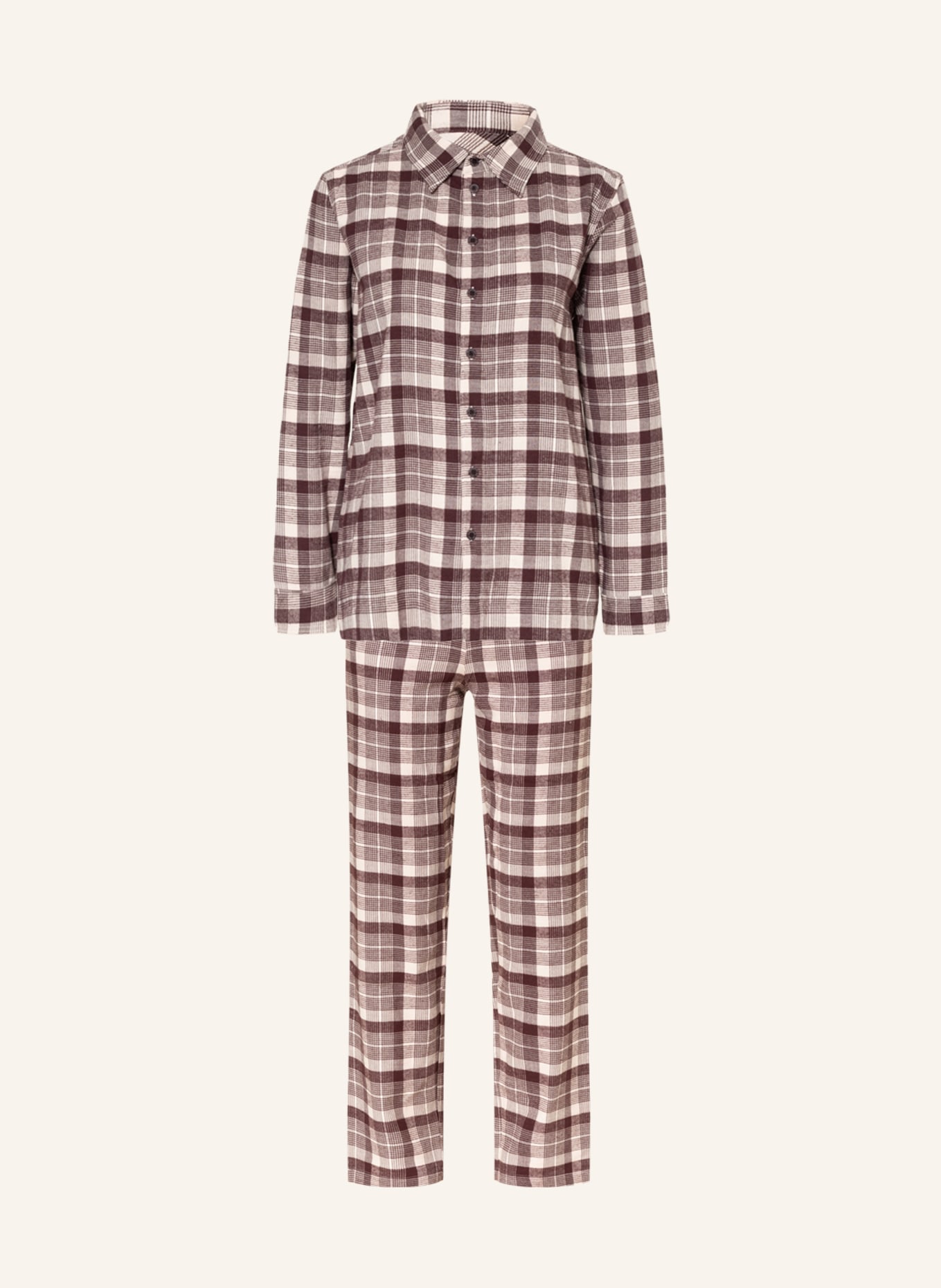 SCHIESSER Flanell-Schlafanzug SLEEP+LOUNGE, Farbe: DUNKELLILA/ ECRU (Bild 1)
