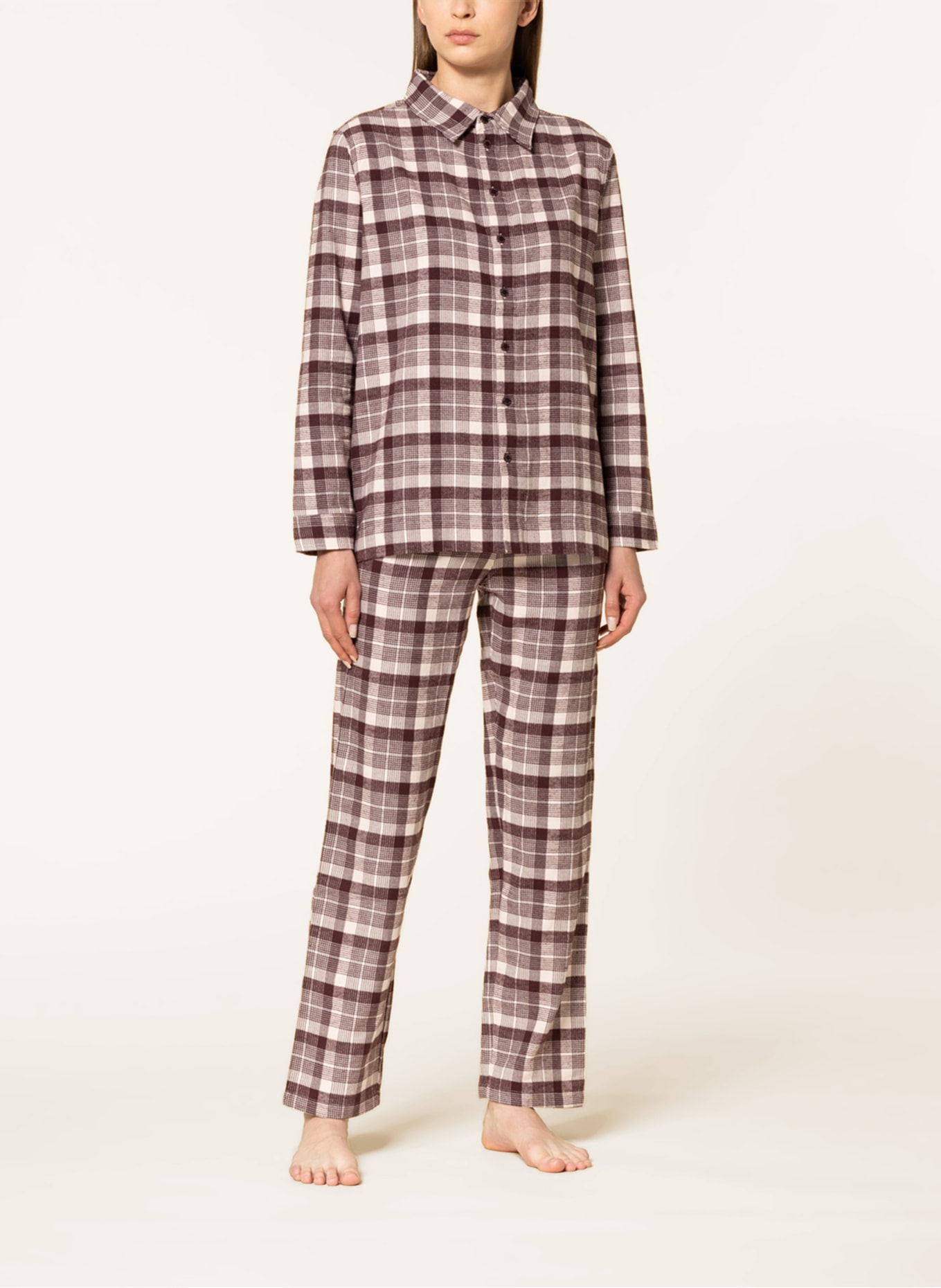 SCHIESSER Flanelové pyžamo SLEEP+LOUNGE, Barva: TMAVĚ FIALOVÁ/ REŽNÁ (Obrázek 2)