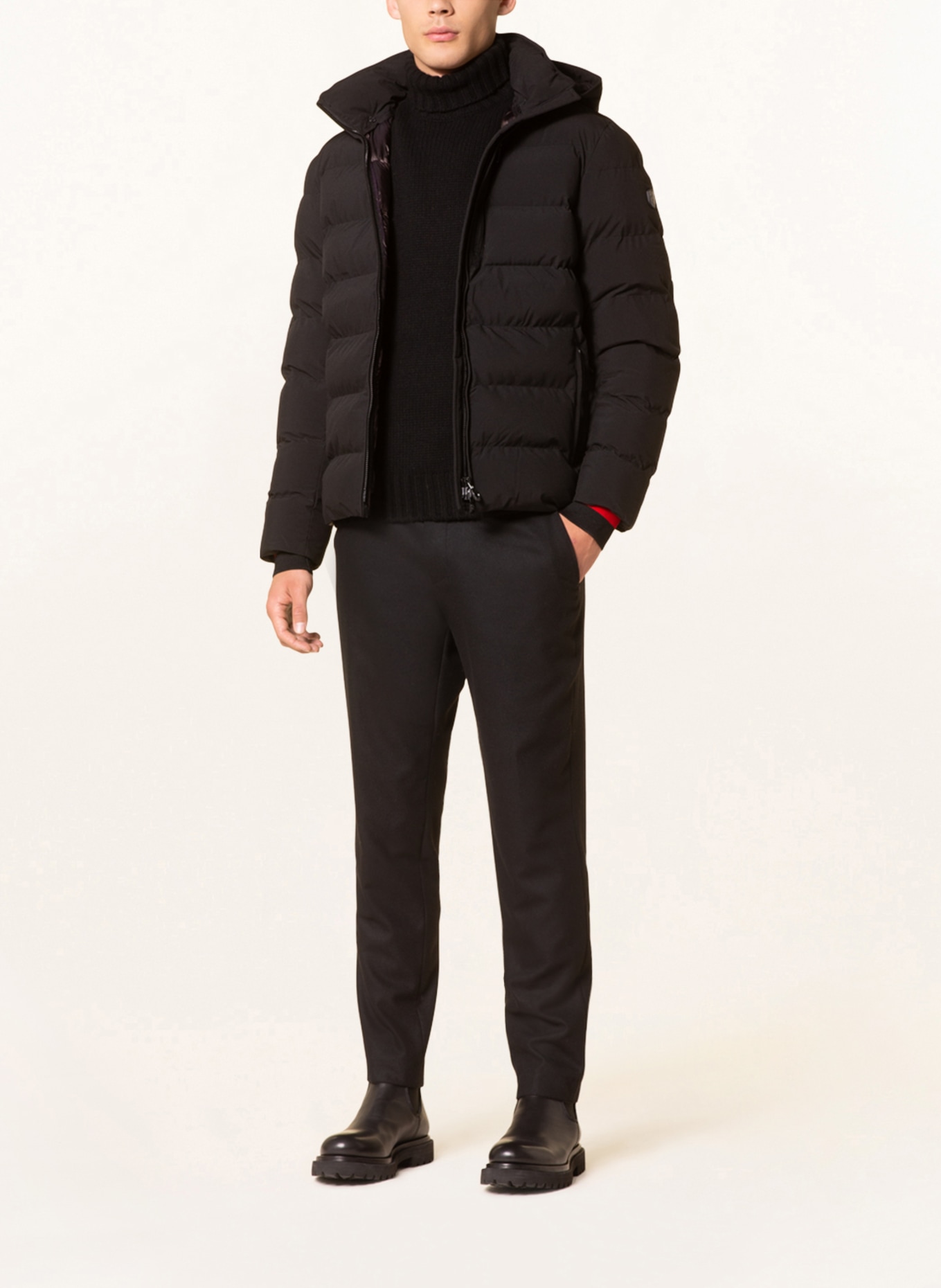 WELLENSTEYN Quilted jacket BLACKBIRD with detachable hood, Color: BLACK (Image 2)